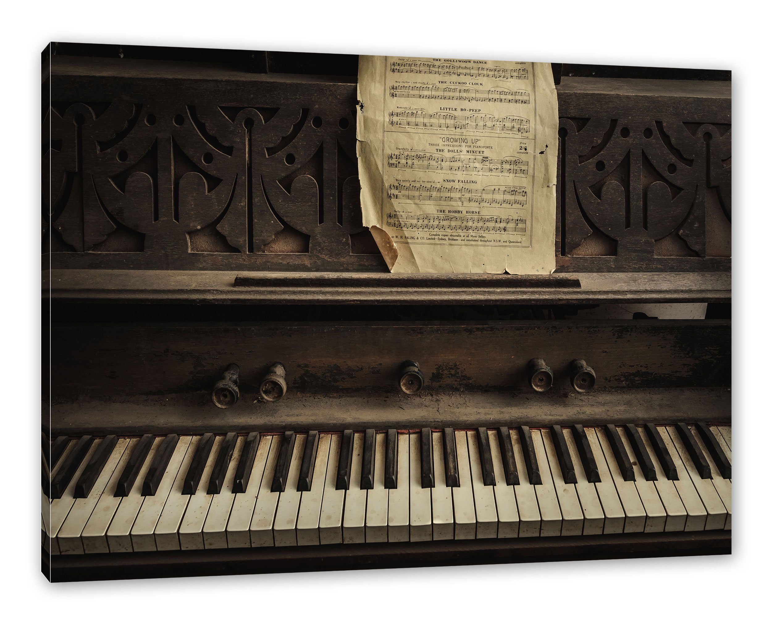 Leinwandbild Klavier mit Notenblatt