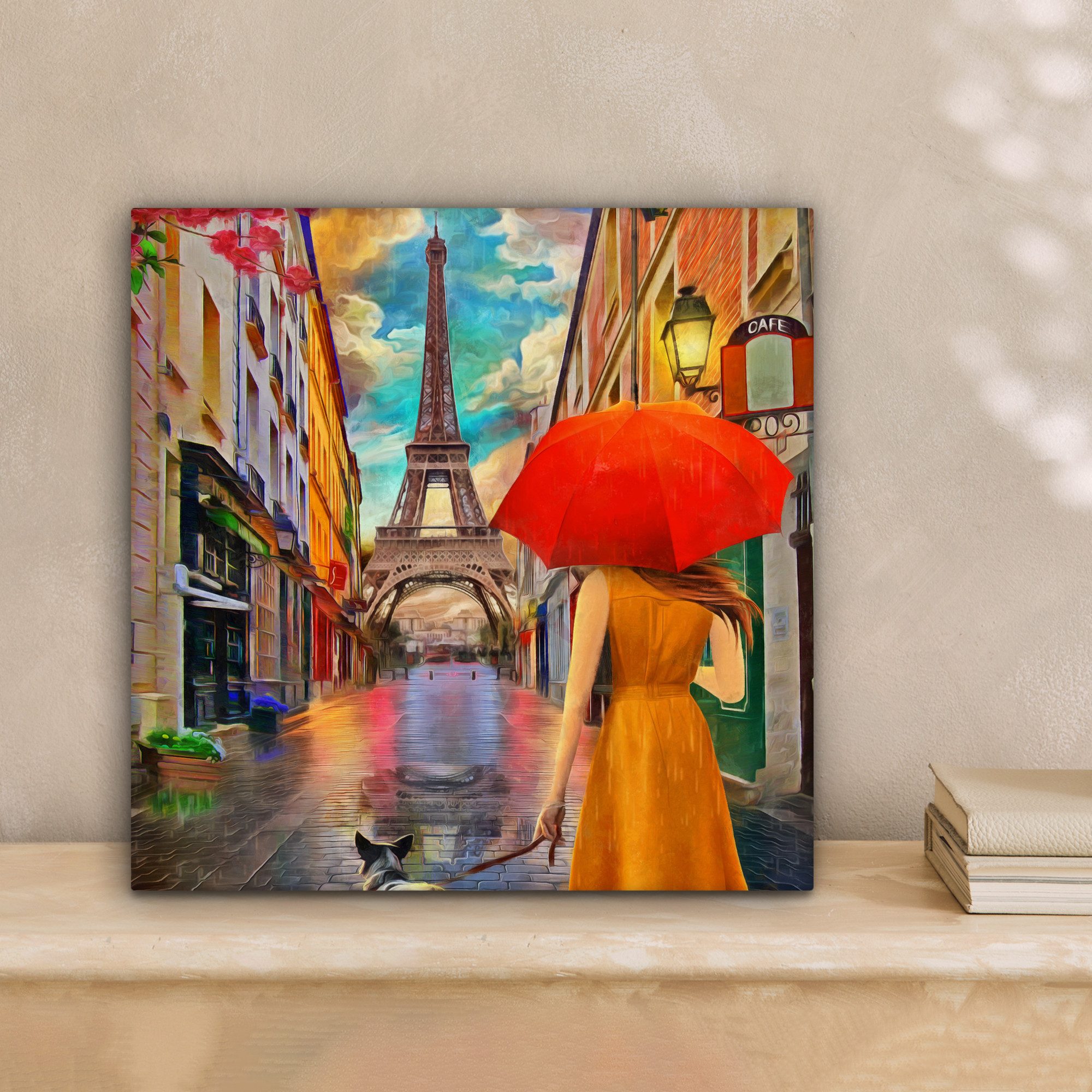 OneMillionCanvasses® Leinwandbild Kunstdrucke - Ölfarbe - Frau - Hund - Par günstig online kaufen