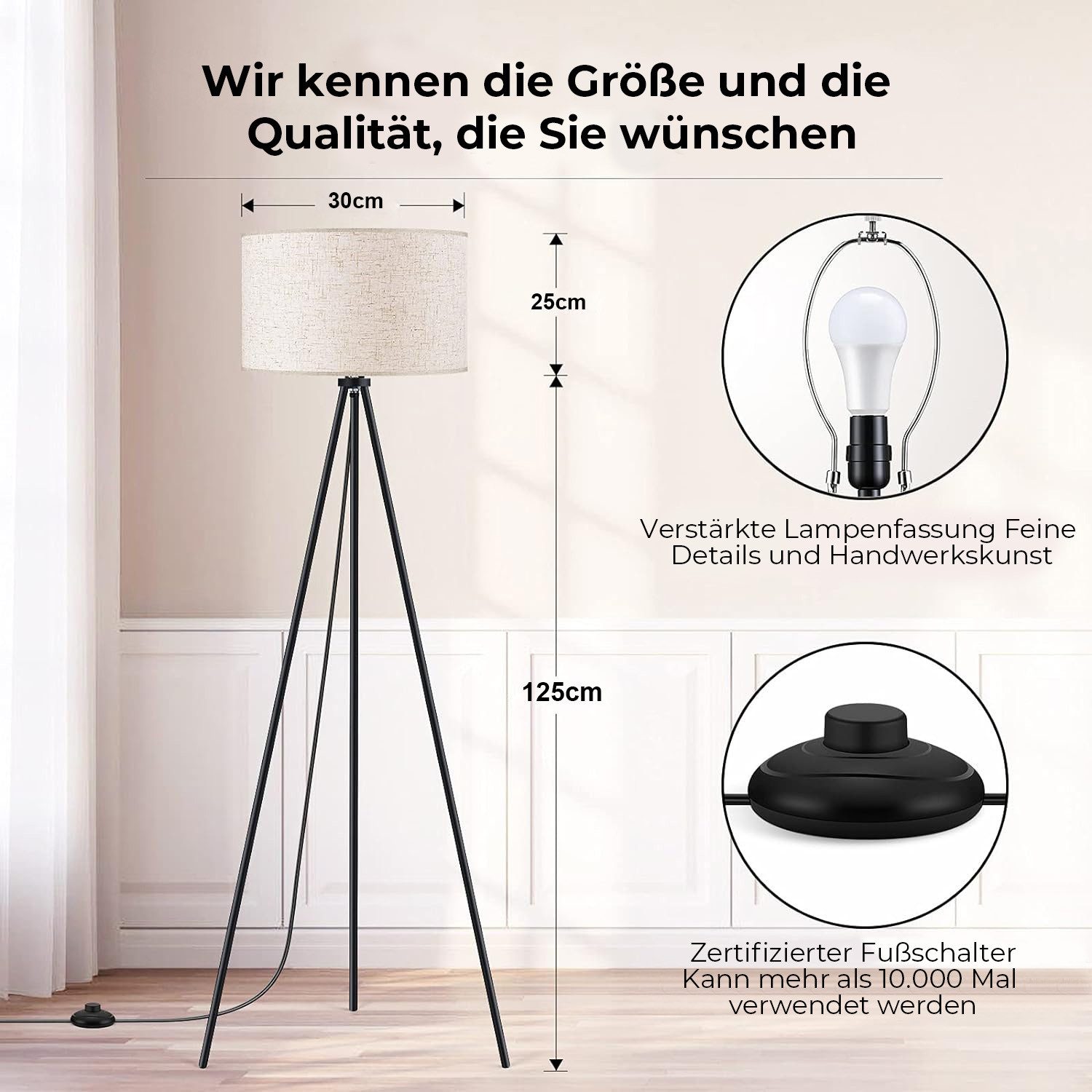 LMaxhome Stehlampe Stehlampe LED Dimmbar Dreibein günstig online kaufen