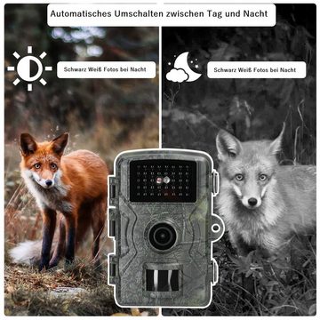 Andoer Nachtsicht,Wildtierkamera Wildkamer,Kamera,Videorecorder Wildkamera (mit 32G-Speicherkarten, 4-tlg., IP66 wasserdicht, 2,0-Zoll-TFT-Farbbildschirm)