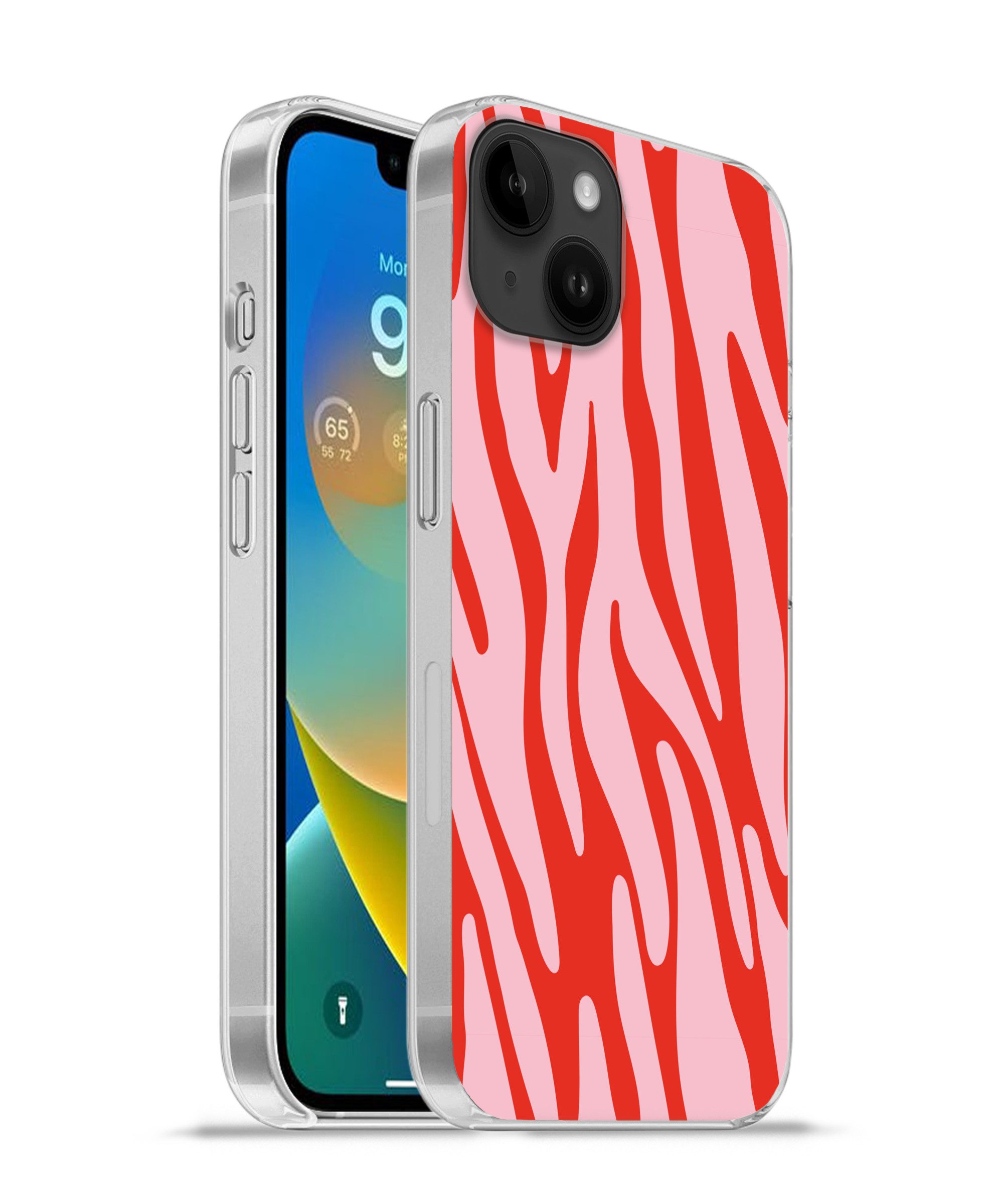 MuchoWow Handyhülle für Apple iPhone 14 Plus Zebramuster - Rosa - Rot - Tiermuster, Smartphone-Bumper, Print, Handy Schutzhülle Dünn
