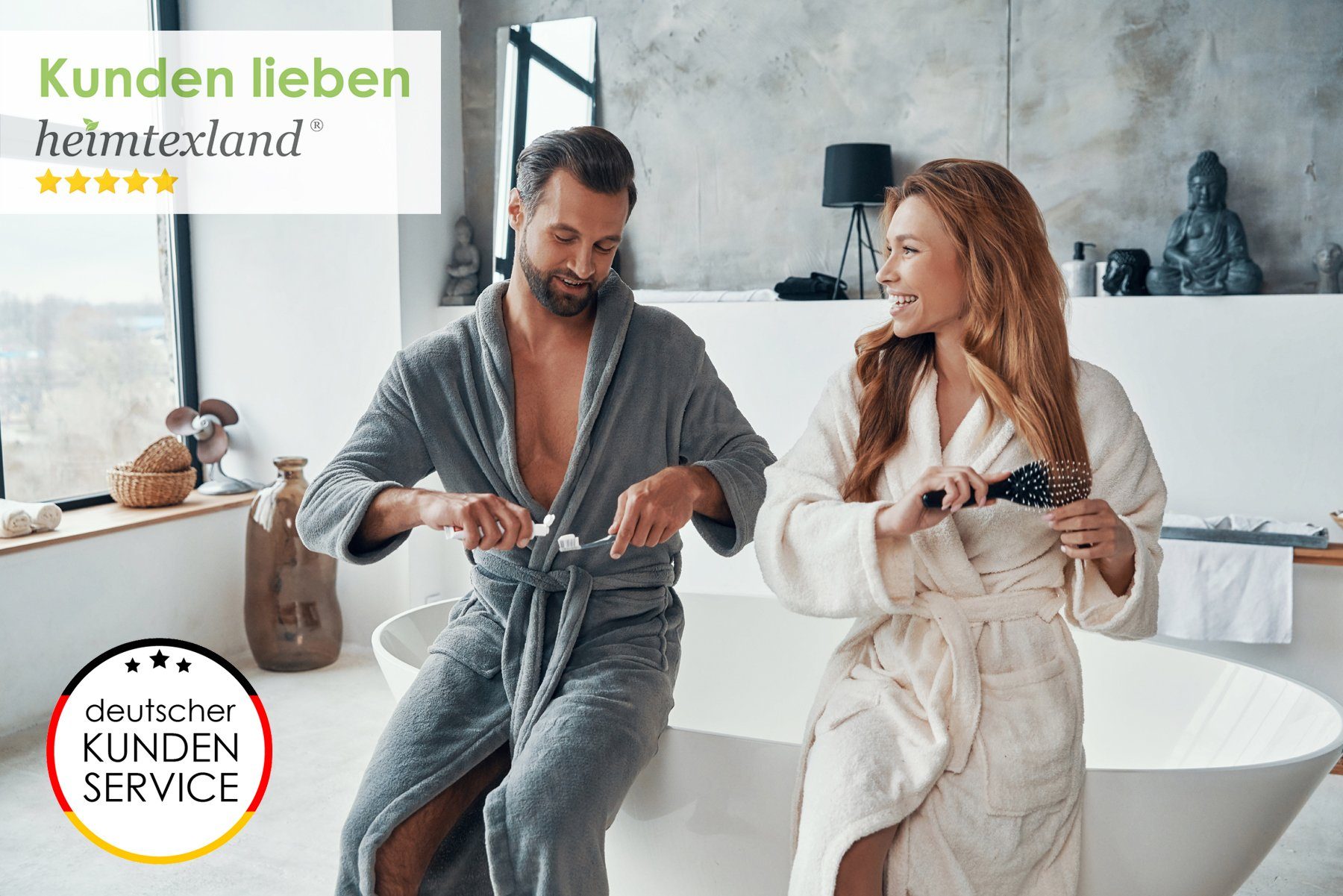 heimtexland Bademantel Super Soft Bademantel Teddy Fleece Morgenmantel, Midilänge, Stehkragen, Bindegürtel, super weich und flauschig I Hochflor meliert I 150x200 cm