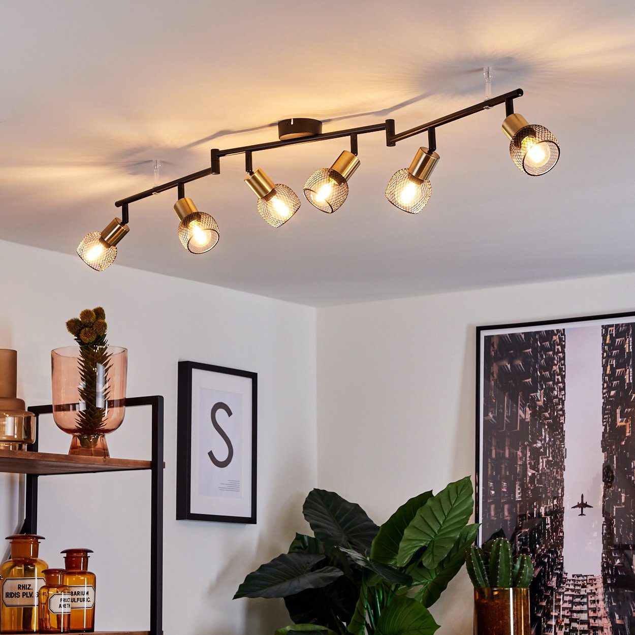 hofstein Deckenleuchte »Pieve« Deckenlampe aus Metall schwarz, gold Zimmerl günstig online kaufen