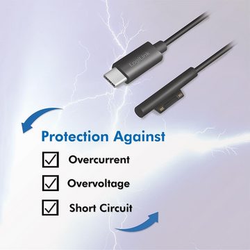 LogiLink USB-C to Microsoft Surface Ladekabel Notebook-Netzteil (1,8m, Netzteil-Kabel, USB-C charging cable, schwarz)