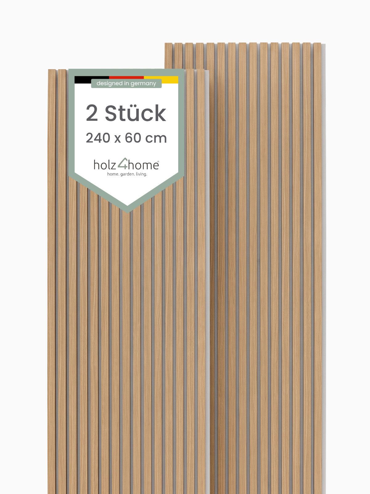holz4home® 3D Wandpaneel Akustikpaneel Set Holz 240x60 cm I Wandpaneel aus MDF in Holzoptik, (2-tlg) Modern und Minimalistisch