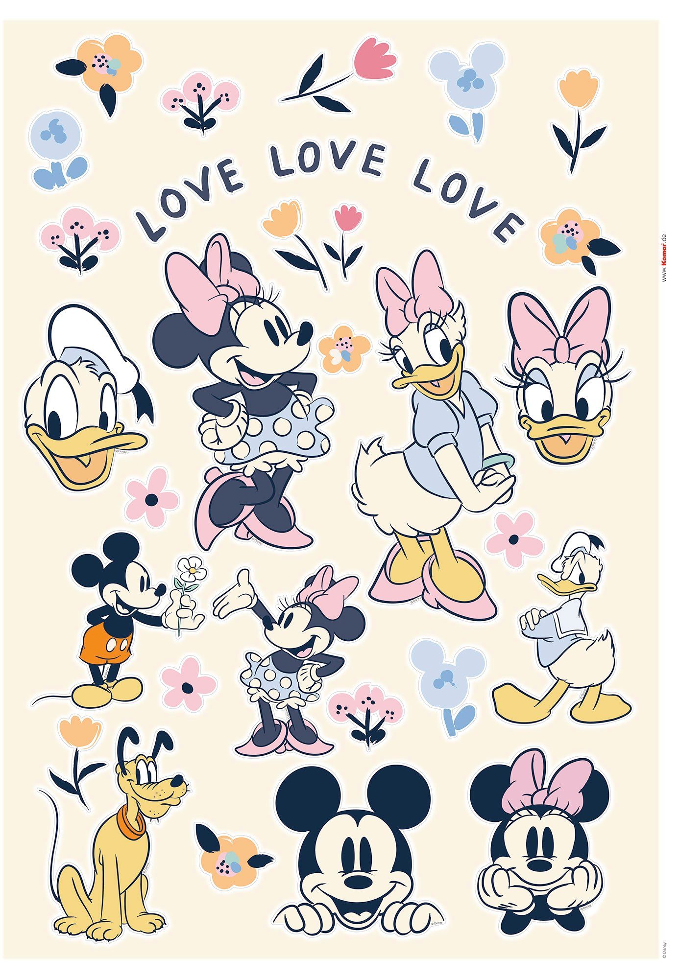 Komar Wandtattoo Love Love Love - Размер 50 x 70 cm (40 St), selbstklebend, Wandsticker, Kinderzimmer