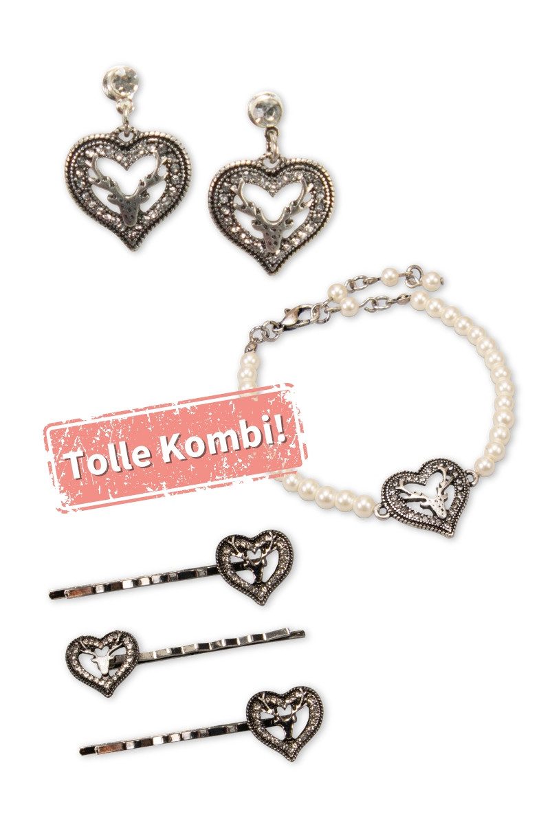 Alpenflüstern Schmuckset Haarklammern - STRASSHERZ-HIRSCH - silber antik günstig online kaufen