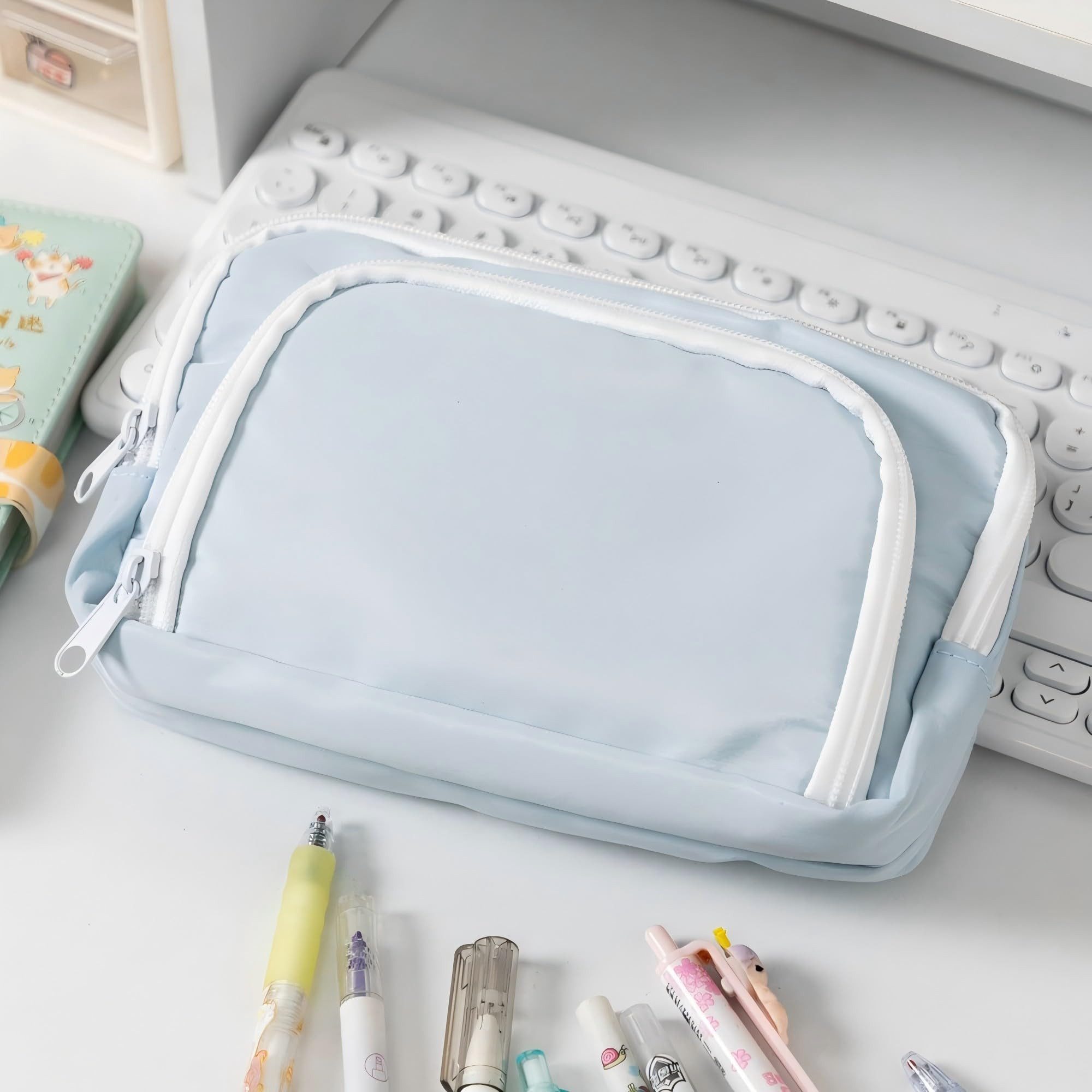 nsihing Federmäppchen Federmäppchen mit großer Kapazität, ästhetisches Mäppchen mit Fächern, Tragbare Federtasche für Schule, Uni und Büro – Bild 2 von 4