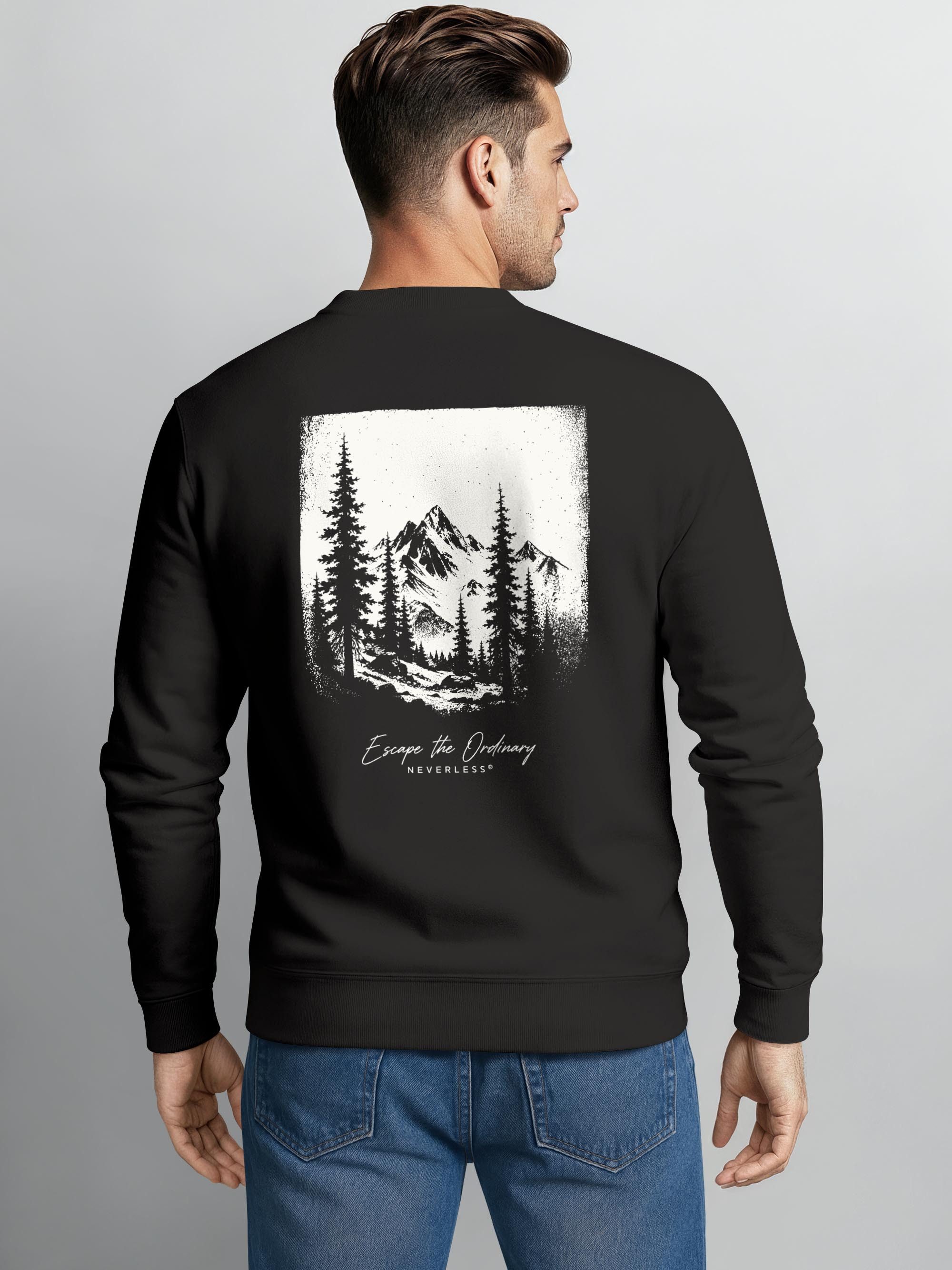 Neverless Sweatshirt Herren Sweatshirt mit Rückenprint - Escape the Ordinary - Regular Fit – Bild 2 von 5