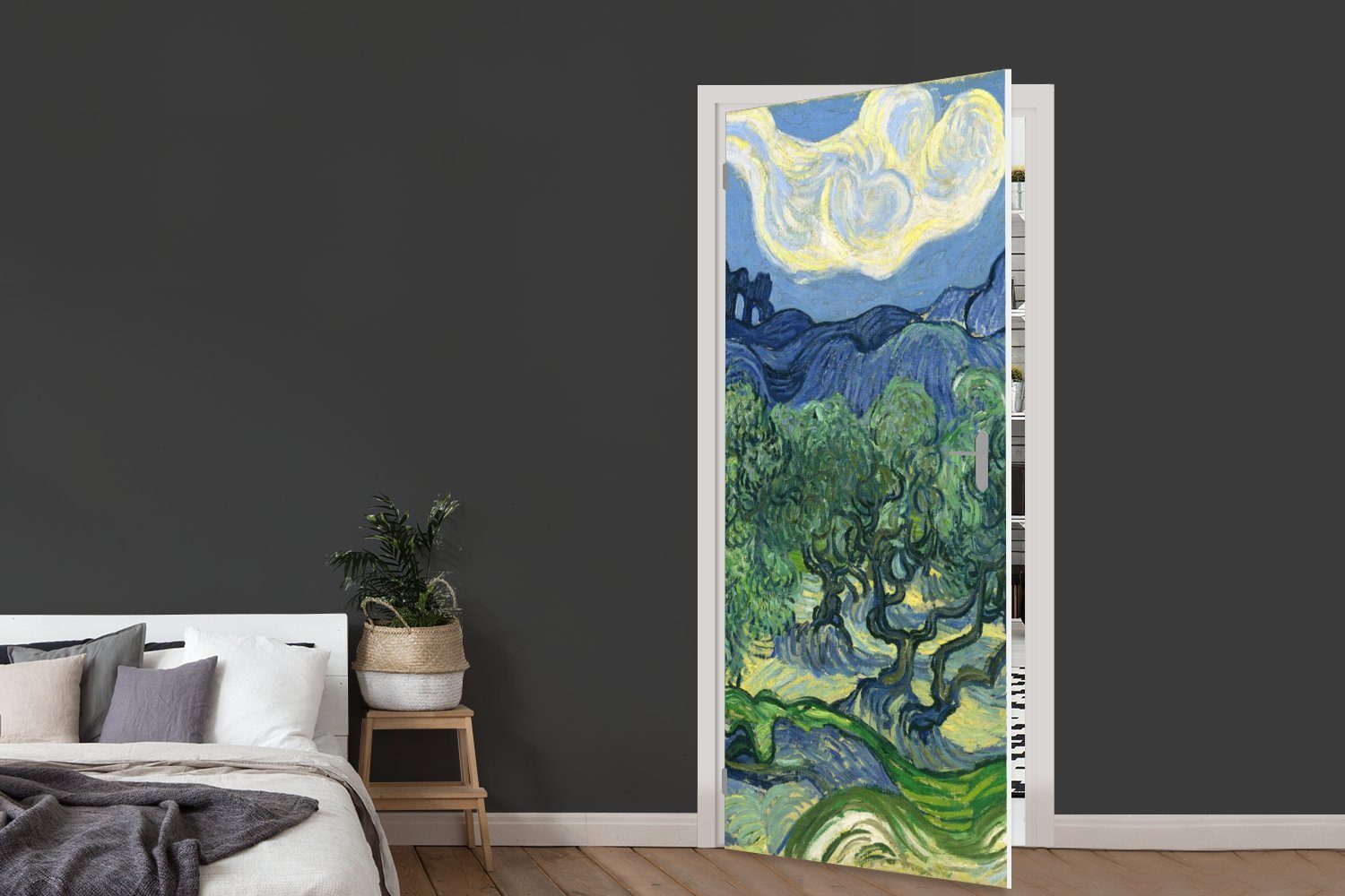 für Gogh, Türtapete Türaufkleber, Fototapete 75x205 Die Tür, St), bedruckt, Olivenbäume Matt, (1 van Vincent MuchoWow - cm