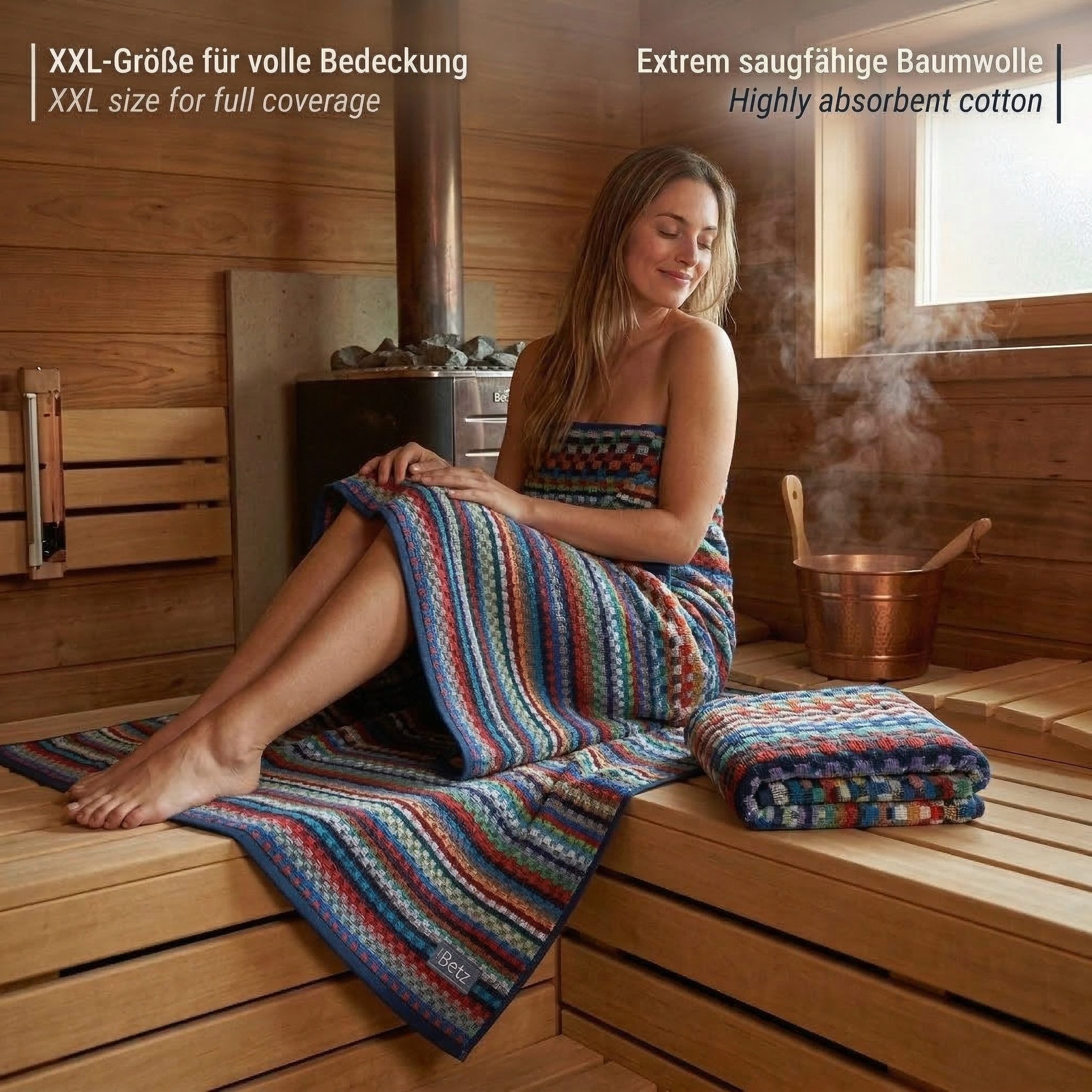 Betz Badetuch XXL Duschtuch Saunatuch Strandtuch 100% Baumwolle Karo BUNT 100x200cm, Baumwolle (1-St)