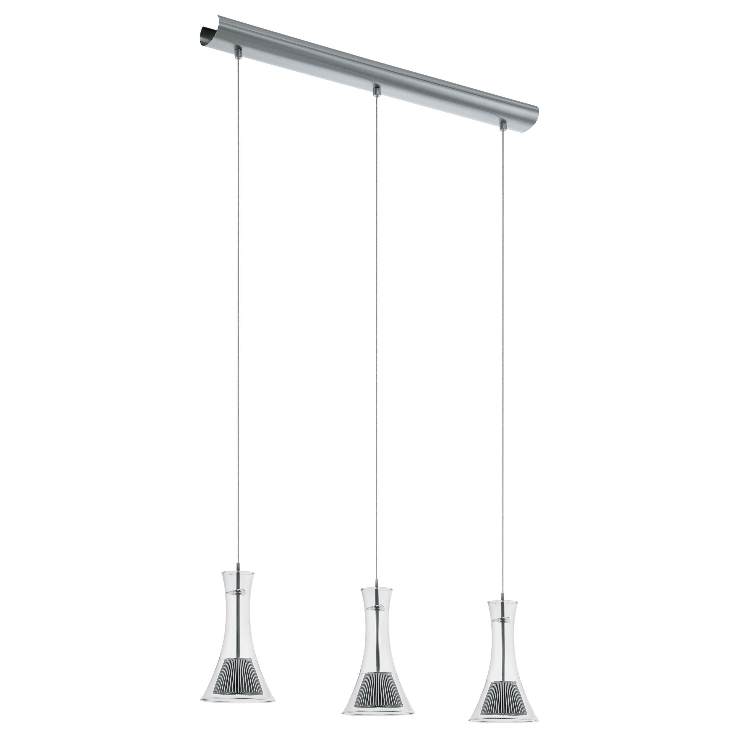 EGLO LED-Hängeleuchte Musero, Leuchtmittel inklusive, LED Pendelleuchte Esstisch Stahl, Alu in nickel-matt Glas in klar