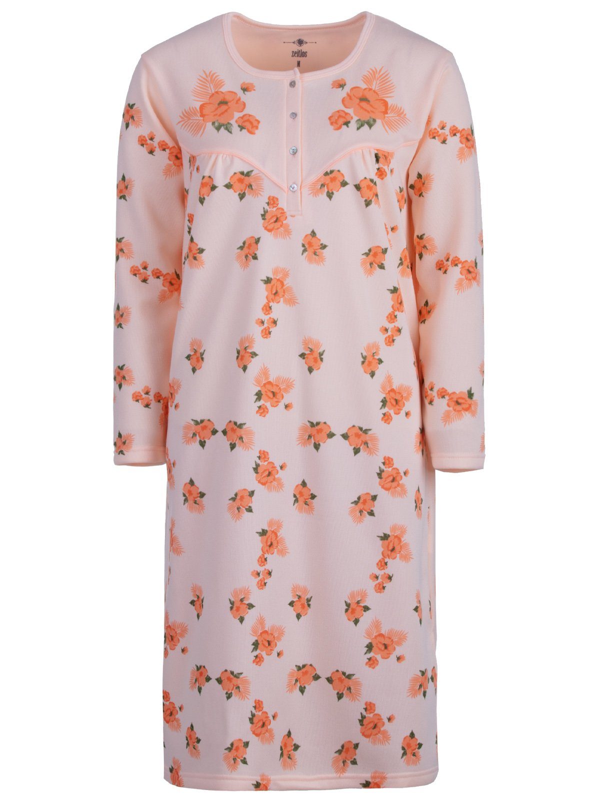 zeitlos Nachthemd Thermo Nachthemd - Big Flower Farn apricot | Nachthemden