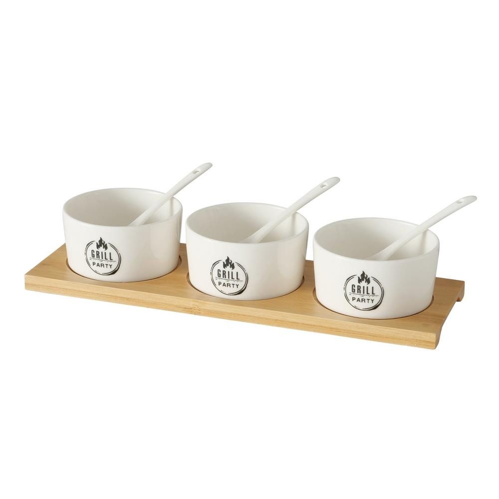 BOLTZE Servierschale Schale Conny 7-tlg. Set, aus Bambus und Keramik modern 500ml