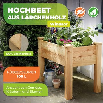 Bio Green Hochbeet Hochbeet Windsor aus Lärchenholz für Balkon L 100 x B 60 x H 75 cm