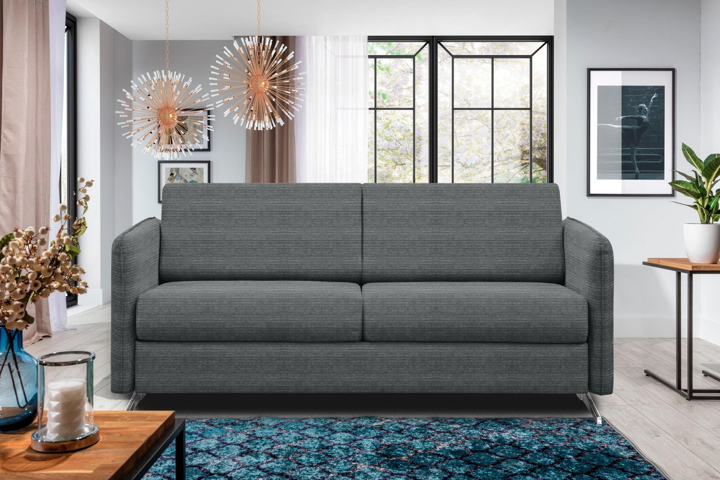 stellbar, 3-Sitzer Sherlock, frei mit Modern Sofa, im Bettfunktion, Design, 2-Sitzer, Raum Metall Stylefy