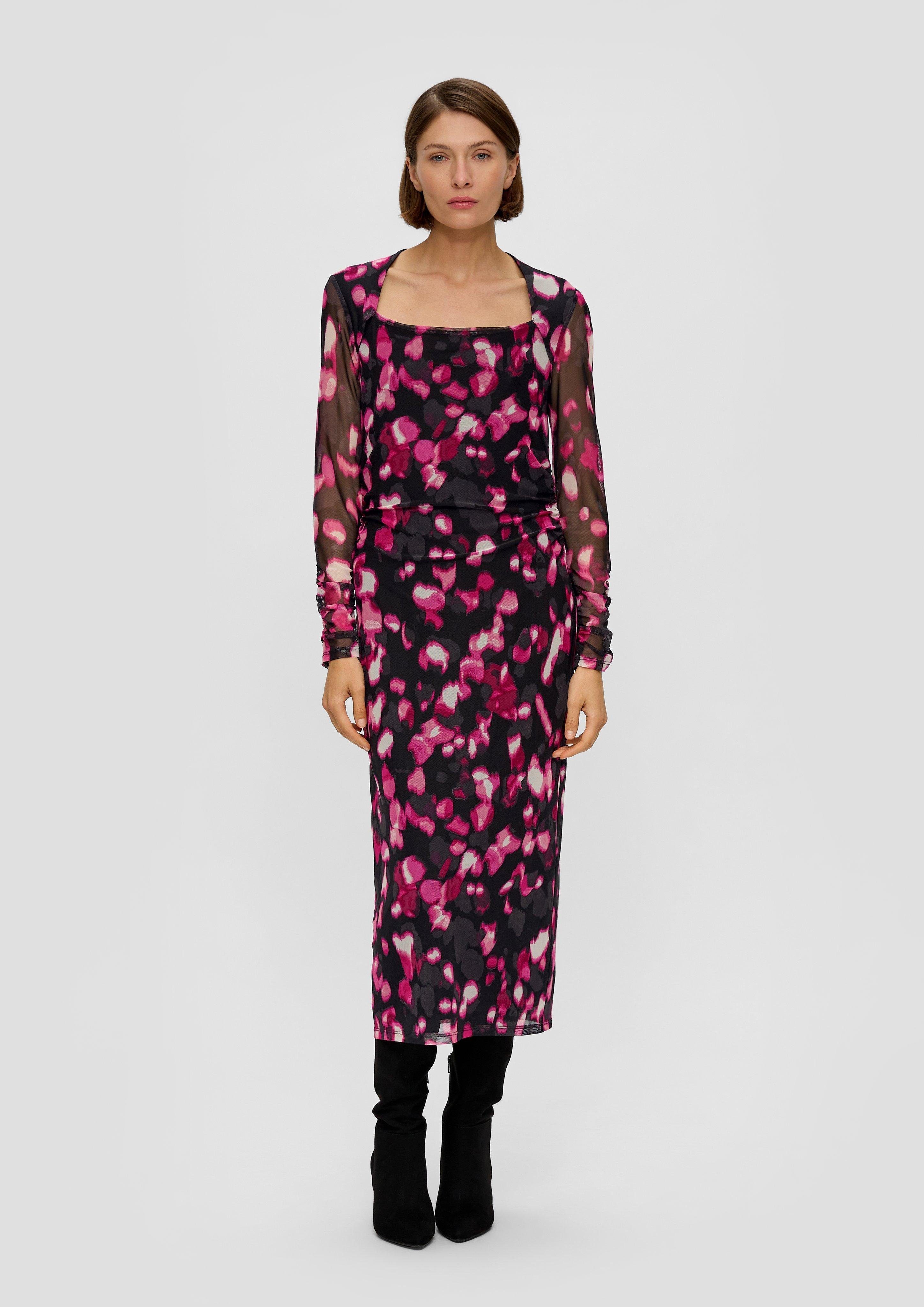 Maxikleid Mesh-Kleid mit Raffung