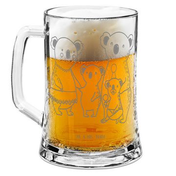 Mr. & Mrs. Panda Bierkrug Koala Familie - Transparent - Geschenk, Papa, Bier Krug, Familienzeit, Premium Glas, Lasergravur