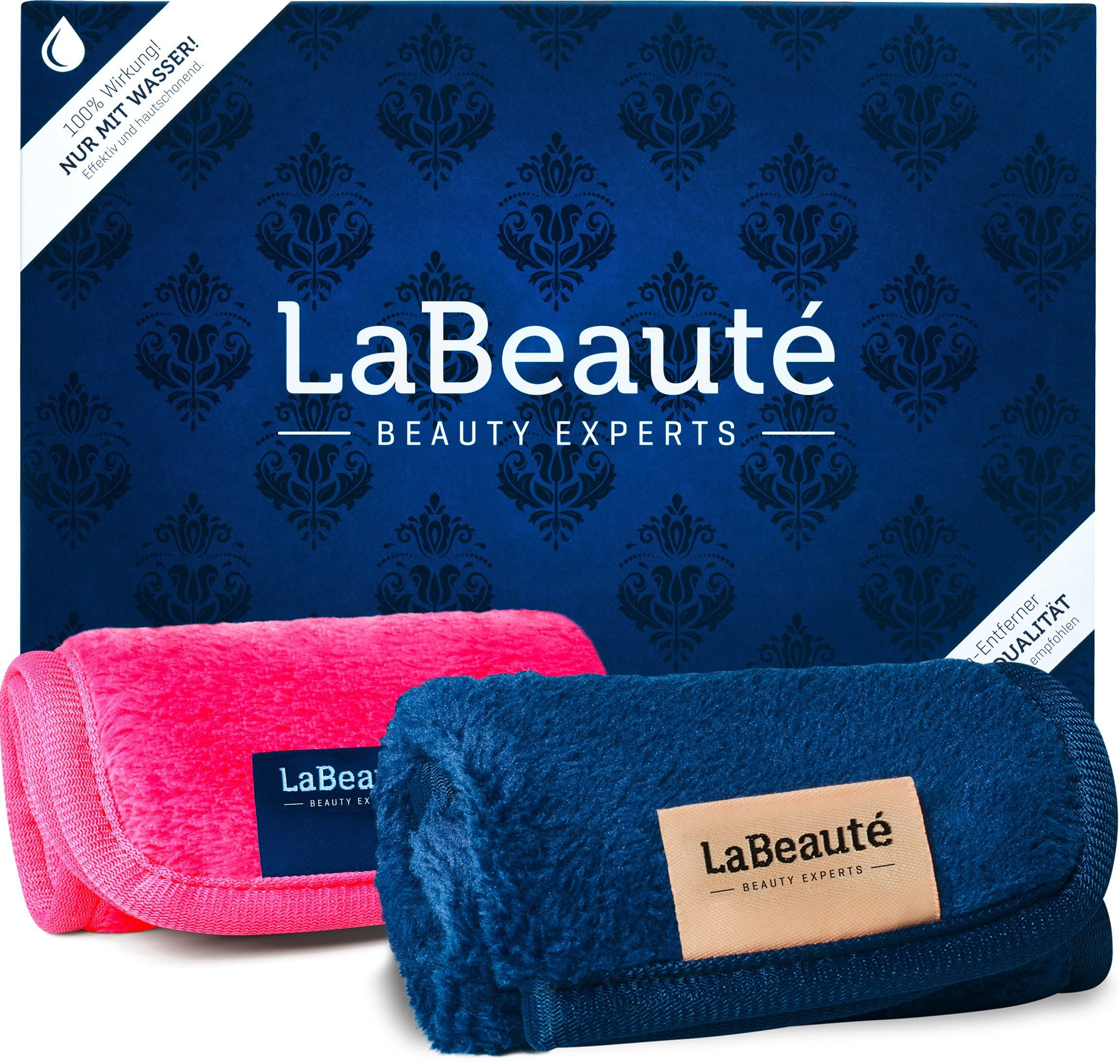 und 2-tlg., und LaBeauté dunkelblau, 21x21 Stück) cm pink wiederverwendbar Mikrofaser waschbar (2 Abschminktücher Gesichtsreinigungstuch