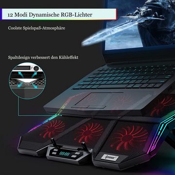 GelldG Computer-Kühler Laptop Kühlpad Gaming Laptop Kühler, LED-Bildschirm, USB-Anschlüsse