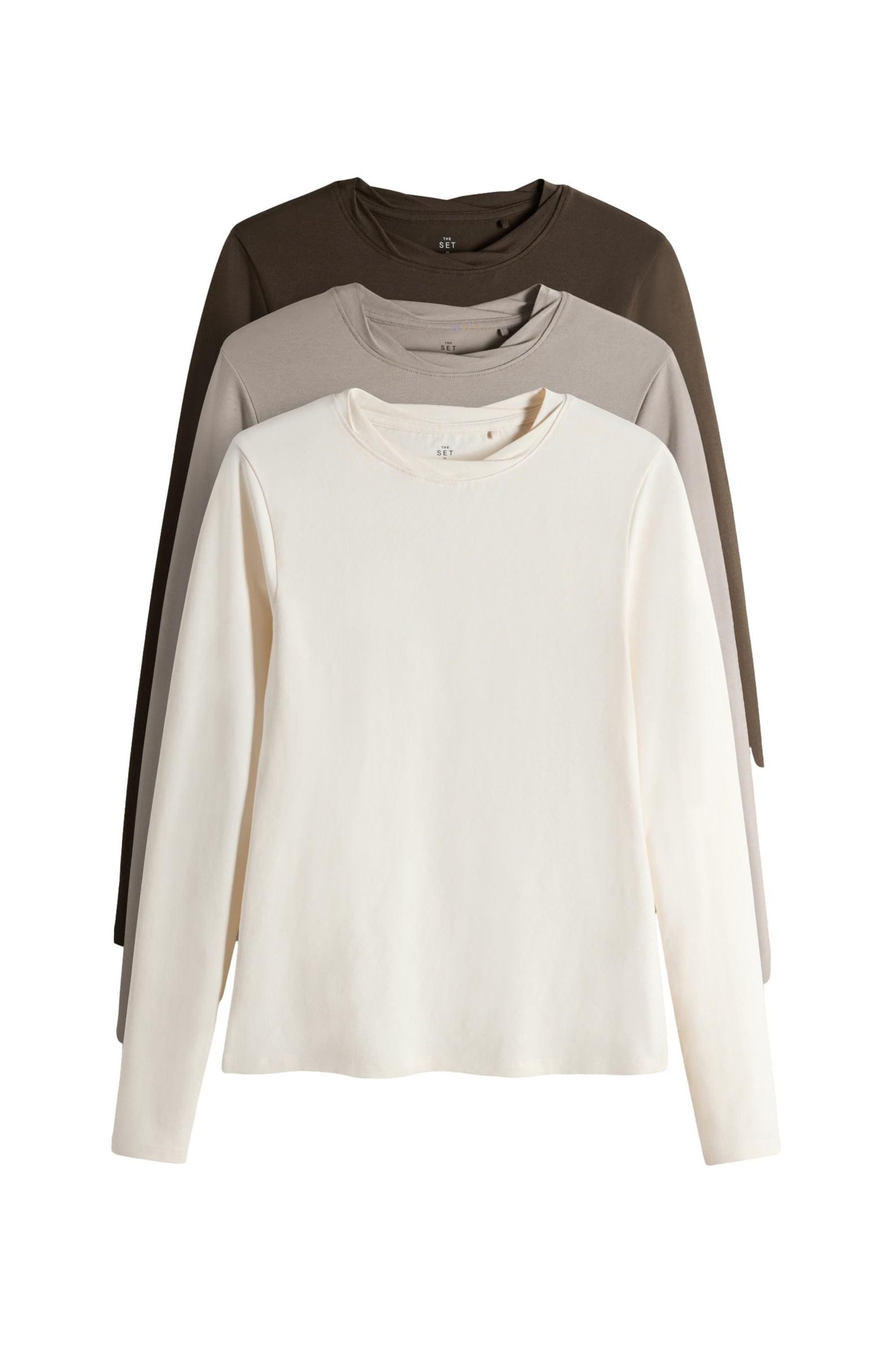 The Set Langarmshirt The Set Langarmshirts, Twist-Ausschnitt, 3er-Pack (3-tlg)