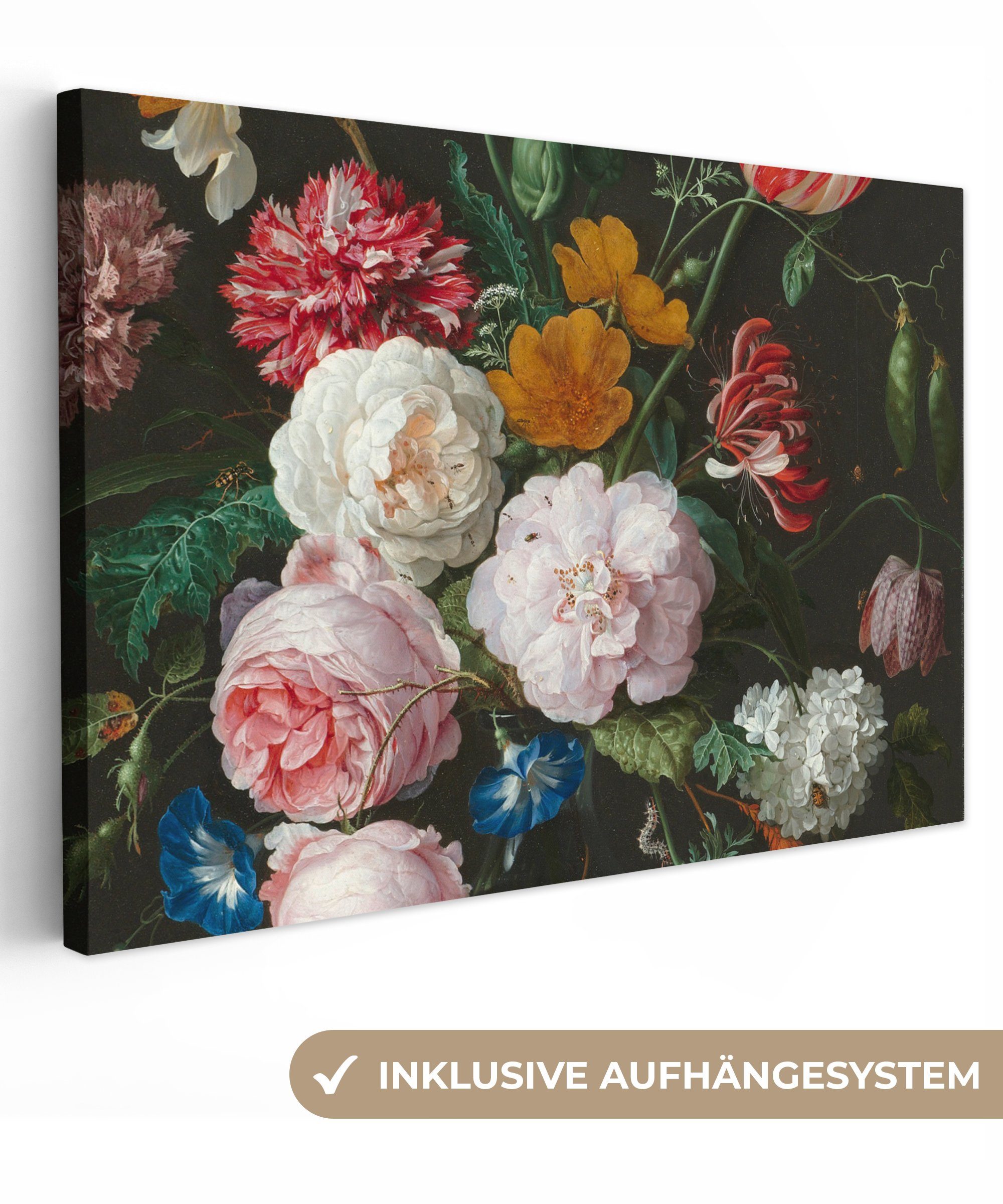 OneMillionCanvasses® Leinwandbild Stilleben mit Blumen in einer Glasvase - günstig online kaufen