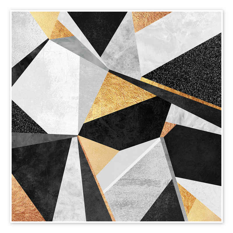 Posterlounge Poster Elisabeth Fredriksson, Geometry Gold, Wohnzimmer Skandinavisch Grafikdesign