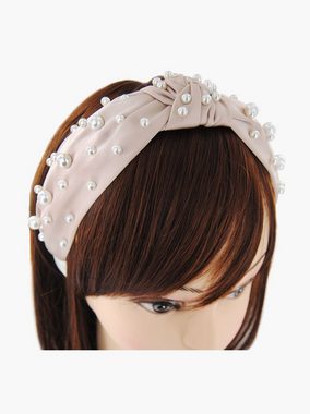 axy Haarreif Breiter Haarreif mit Perlen und Knoten - Satin bezogen, Vintage Damen Haareifen Haarband