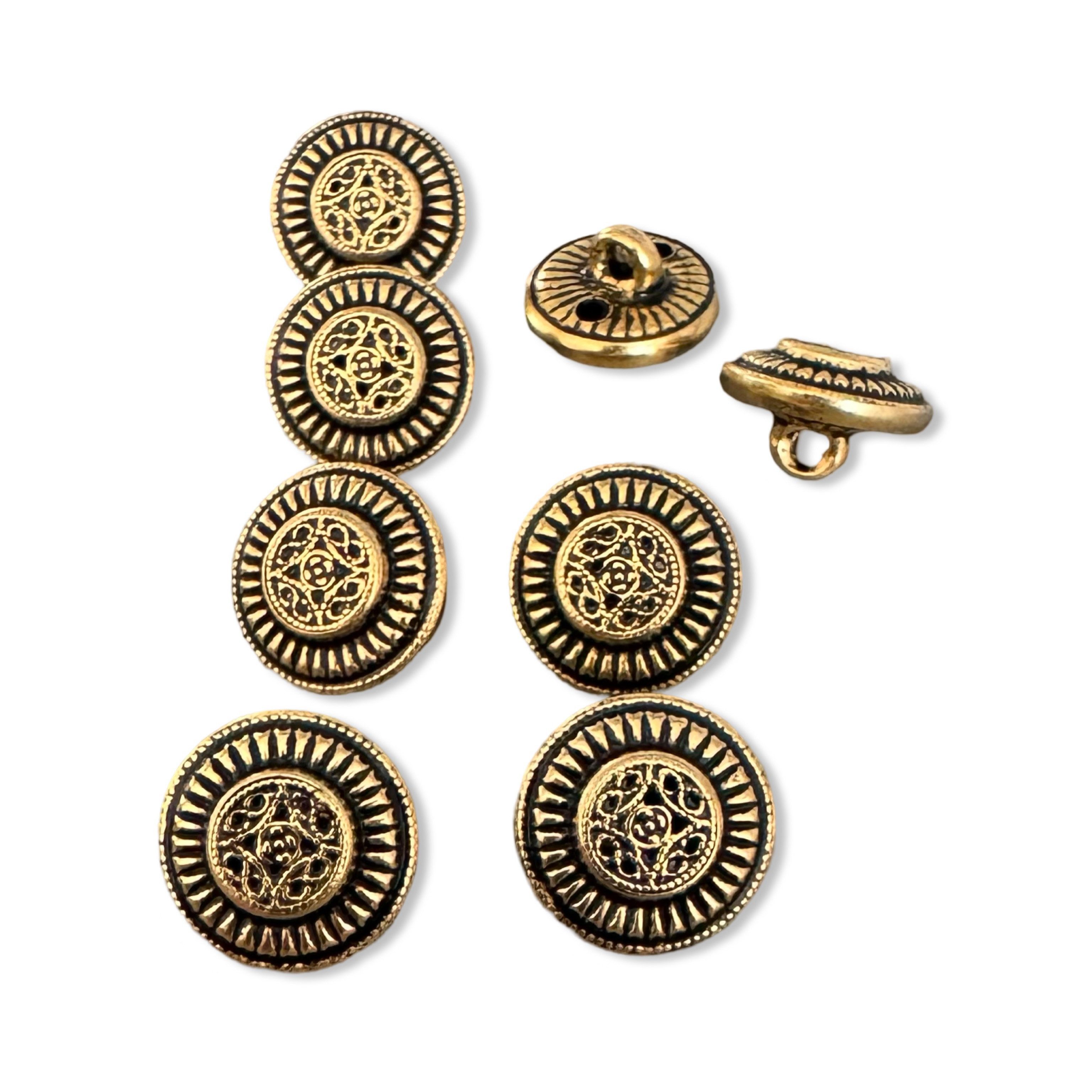 Hartmann-Knöpfe Knopf 1 Set (10 Knöpfe) kleine 13mm goldfarbene Dirndl Metall Knöpfe