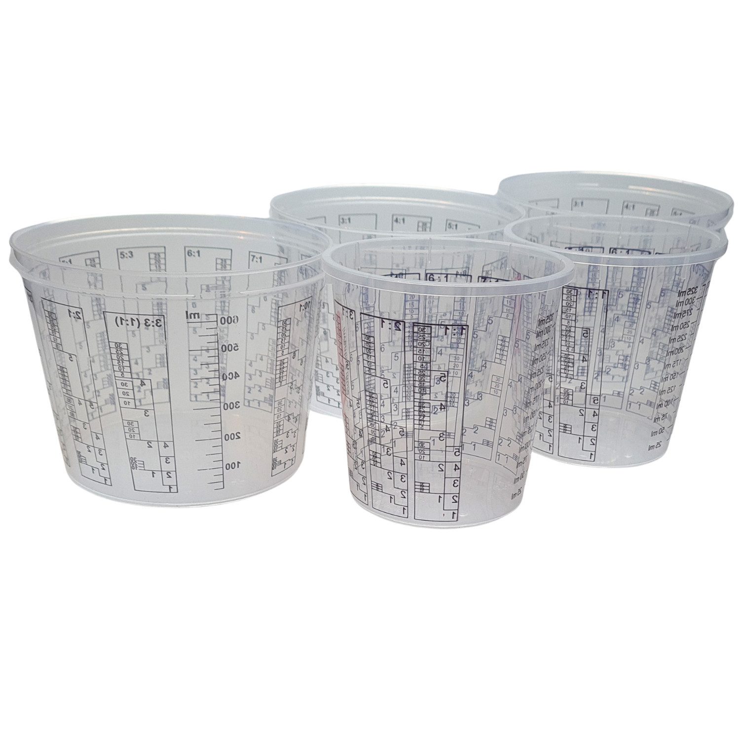 DD Composite Farbmischbehälter Mischbecher 3 Stück (600ml) + 2 Stück (350ml)