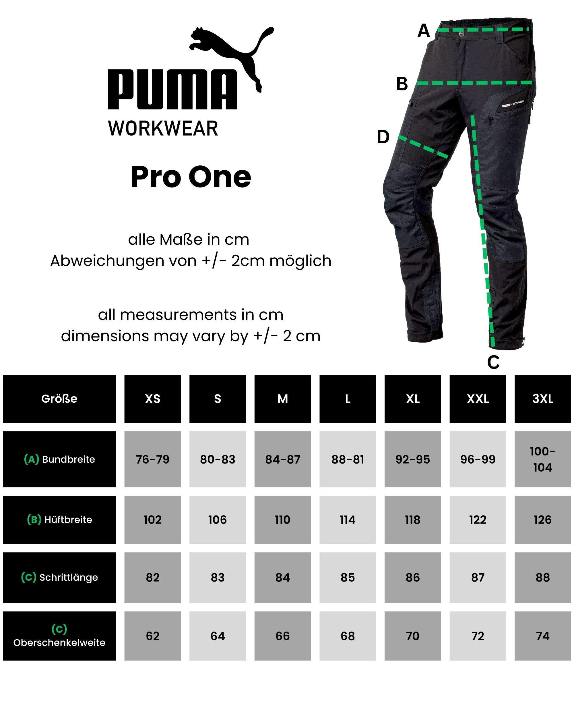 PUMA Workwear Outdoorhose Wanderhose Herren - Outdoor Hosen für Herren, Verstellbare Knopfleiste Verstärktes Nylon für Langlebigkeit - 4-Wege-Stretch - Atmungsaktiv