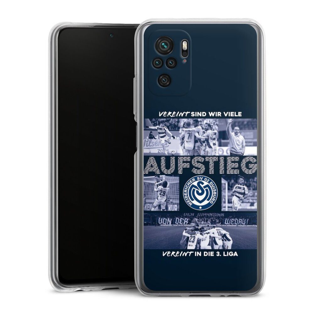 DeinDesign Handyhülle MSV Duisburg Aufstieg Offizielles Lizenzprodukt, Xiaomi Redmi Note 10 4G Silikon Hülle Bumper Case Handy Schutzhülle