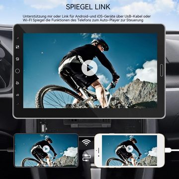 Hikity 10,1 Zoll Touchscreen Android 1 DIN mit GPS Rückfahrkamera Mikrofon Autoradio (Freisprecheinrichtung, Mirror Link Bluetooth FM/RDS)