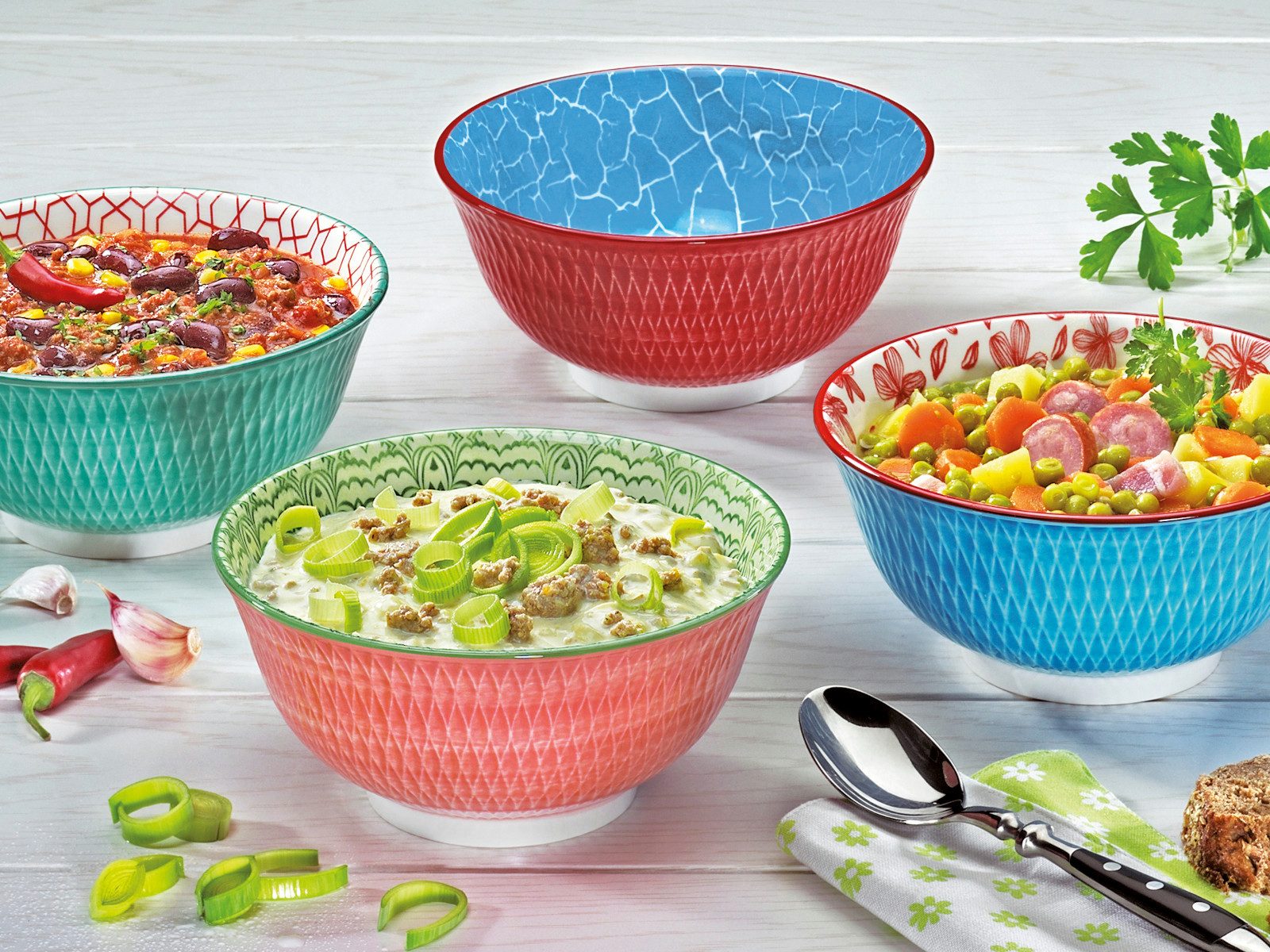 Cilio Schale AMICI Bowl Rauten blau 18 cm, Porzellan, (Bowls)