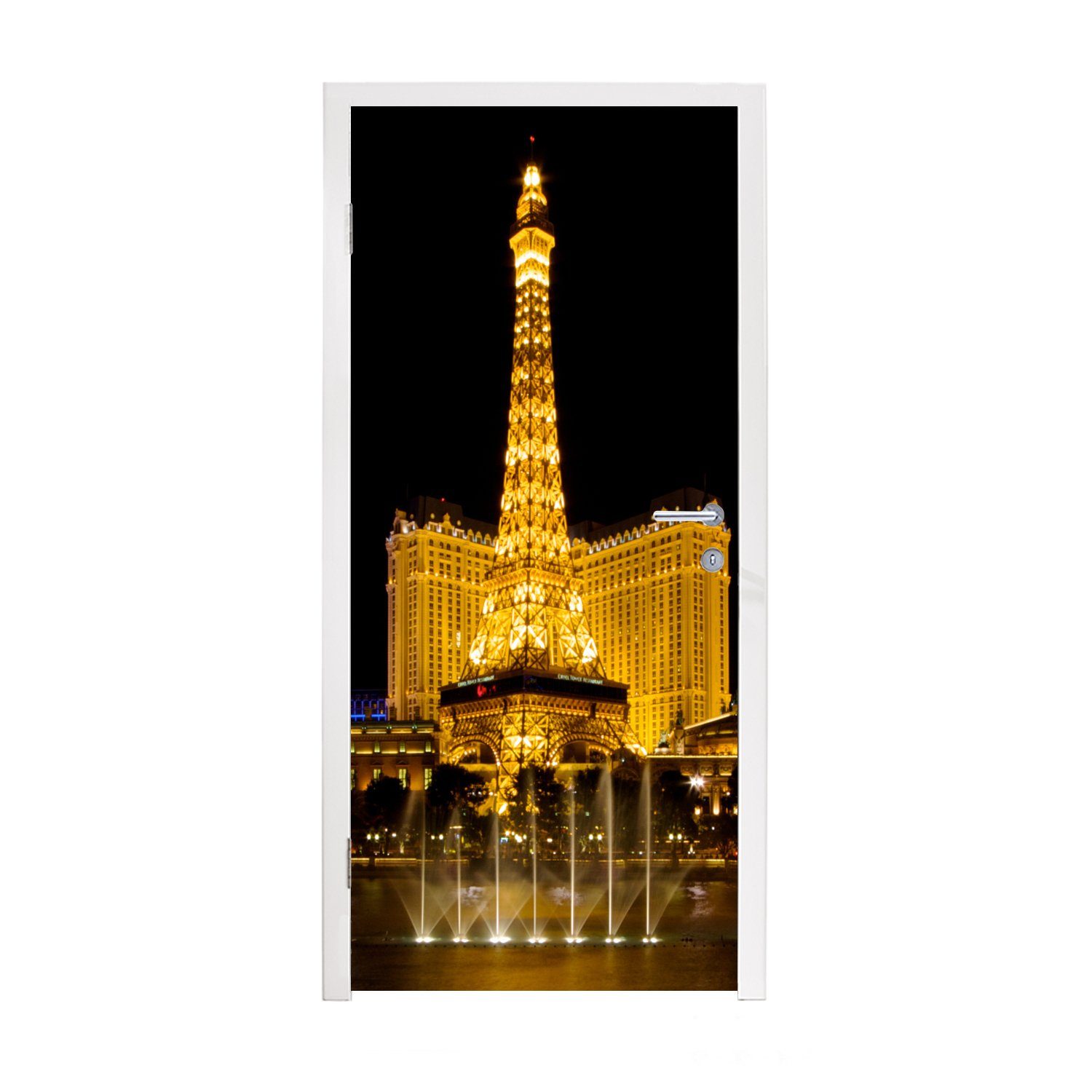 MuchoWow Türtapete Strip - Las Vegas - Nacht, Matt, bedruckt, (1 St), Fototapete für Tür, Türaufkleber, 75x205 cm