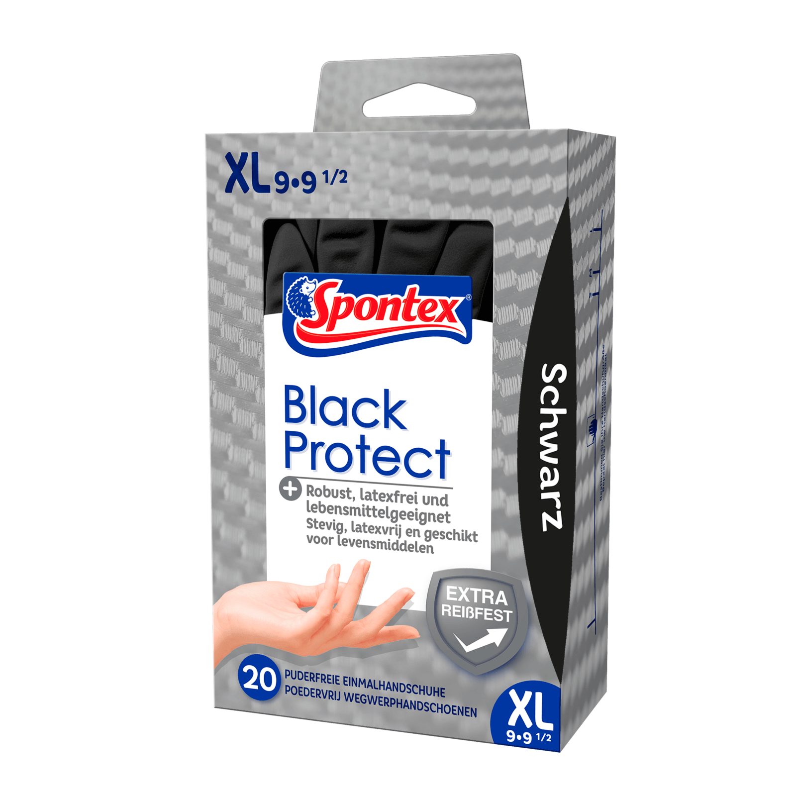 Black Einmalhandschuhe SPONTEX Protect, Nitrilhandschuh, puderfrei (Spar-Set) Einweghandschuhe Spontex