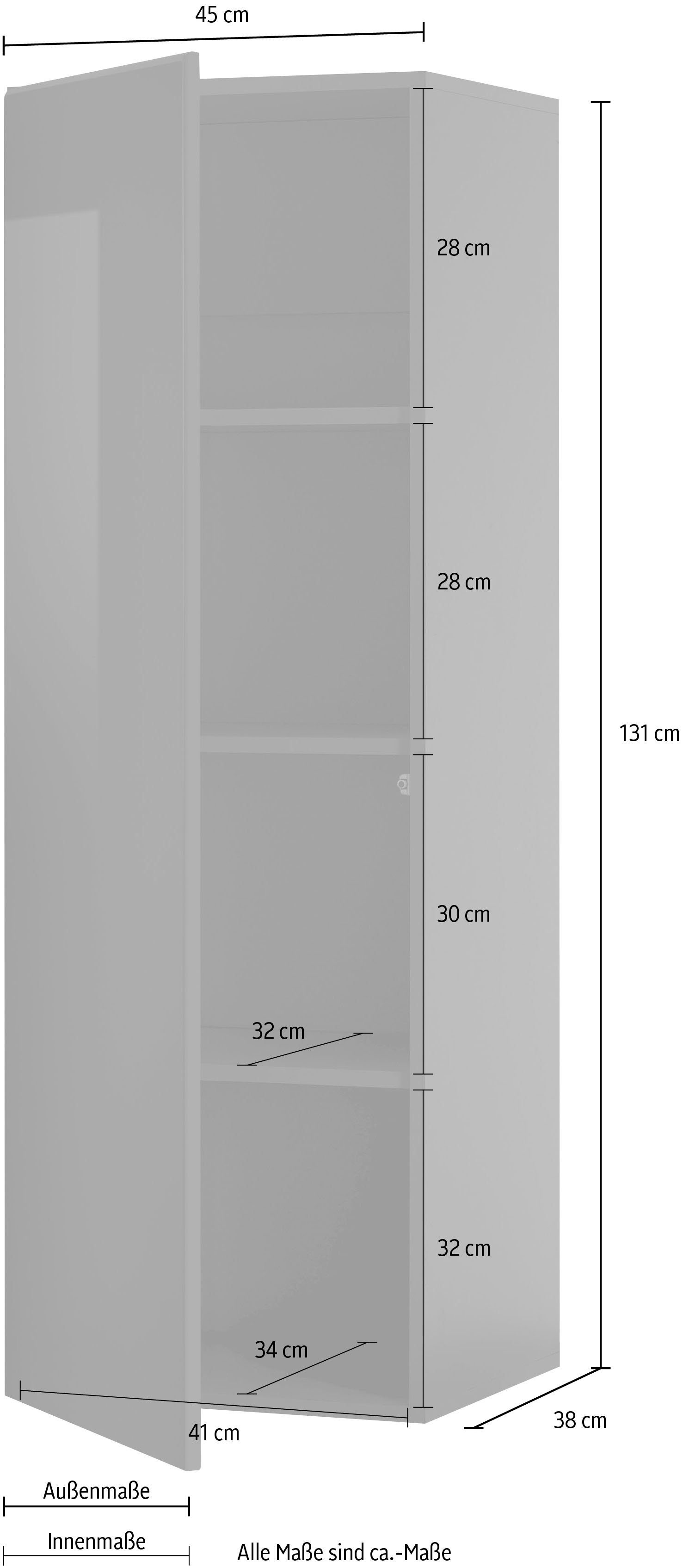 131 cm | Höhe Schwarz Schwarz CAYMAN Style of Stauraumschrank ca. Places