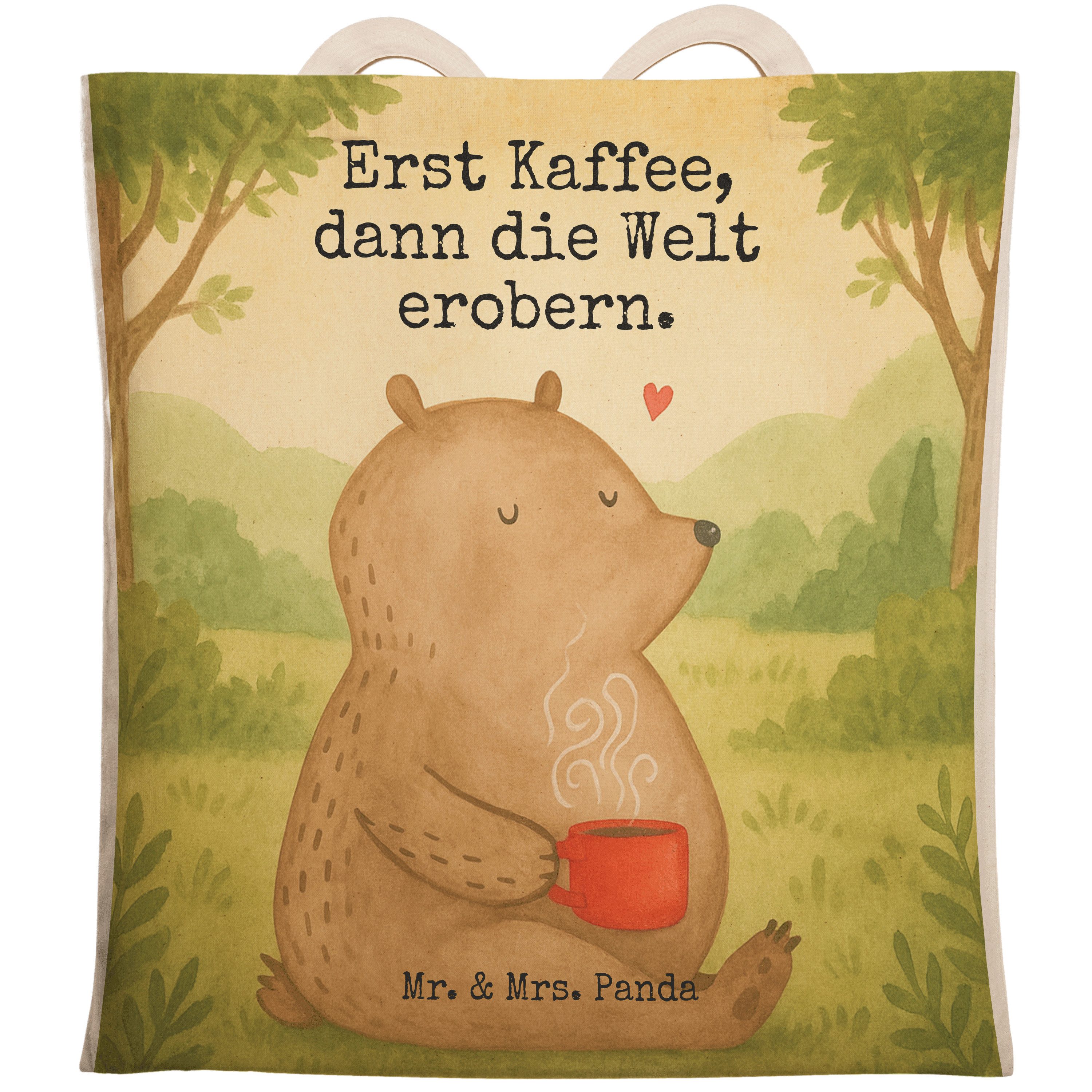 Mr. & Mrs. Panda Tragetasche Bär Kaffee Design, Tote Bag, Weiß, Bären, Guten Morgen, Coffee, Tasch (Packung), Guten Morgen Stofftragetasche Alltagstasche