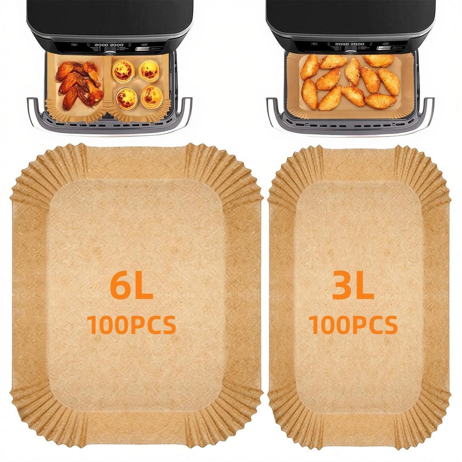 LuxusKollektion Backpapier Backpapier Airfryer 200 Stück 6L 3L mit 5 cm Rand hitzebeständig