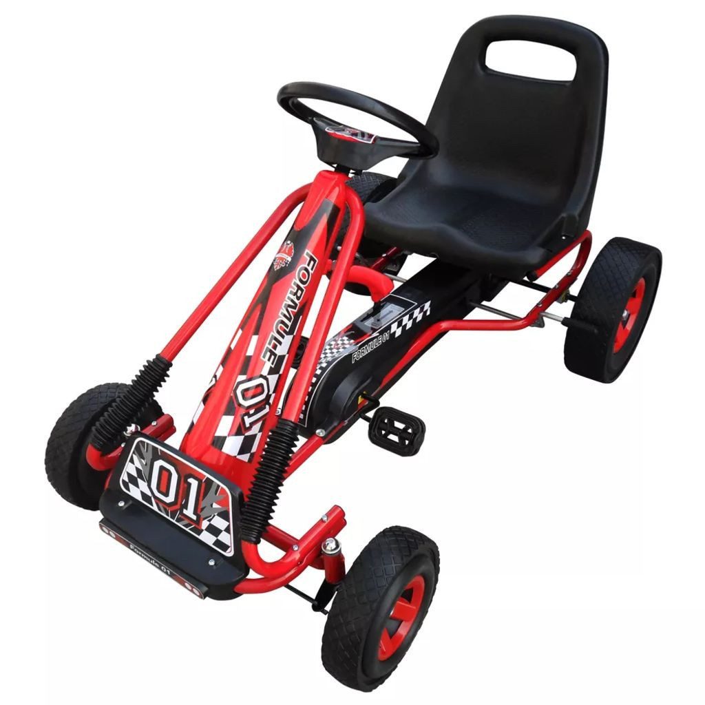 Tretfahrzeug Tretfahrzeug Kinderfahrzeug Trampelauto Go Kart Rot 96 x 60 x 56 cm