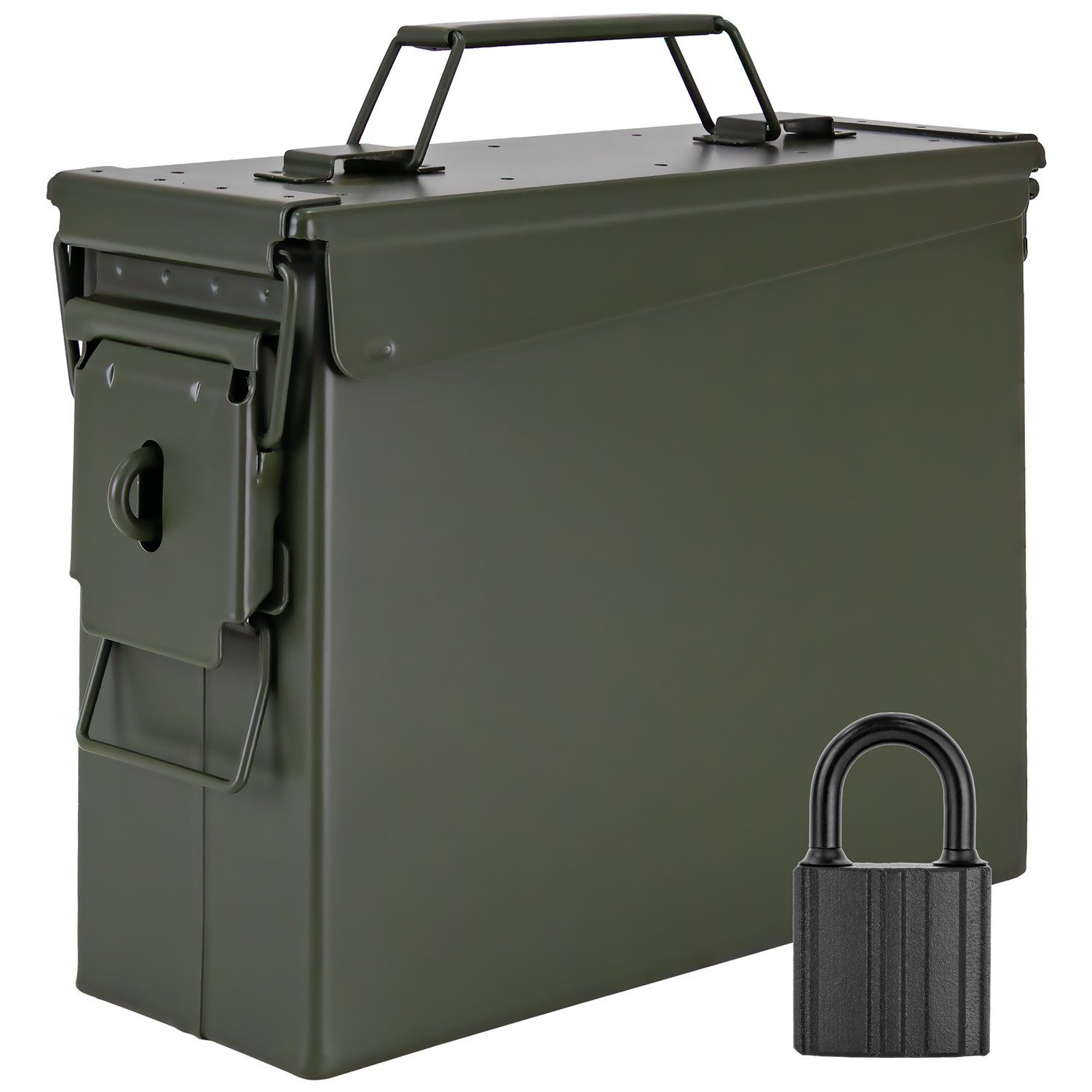 Aufbewahrungsbox Munitionsbox mit Schloss Box Metallkiste 28x10x22 cm Grün Metall