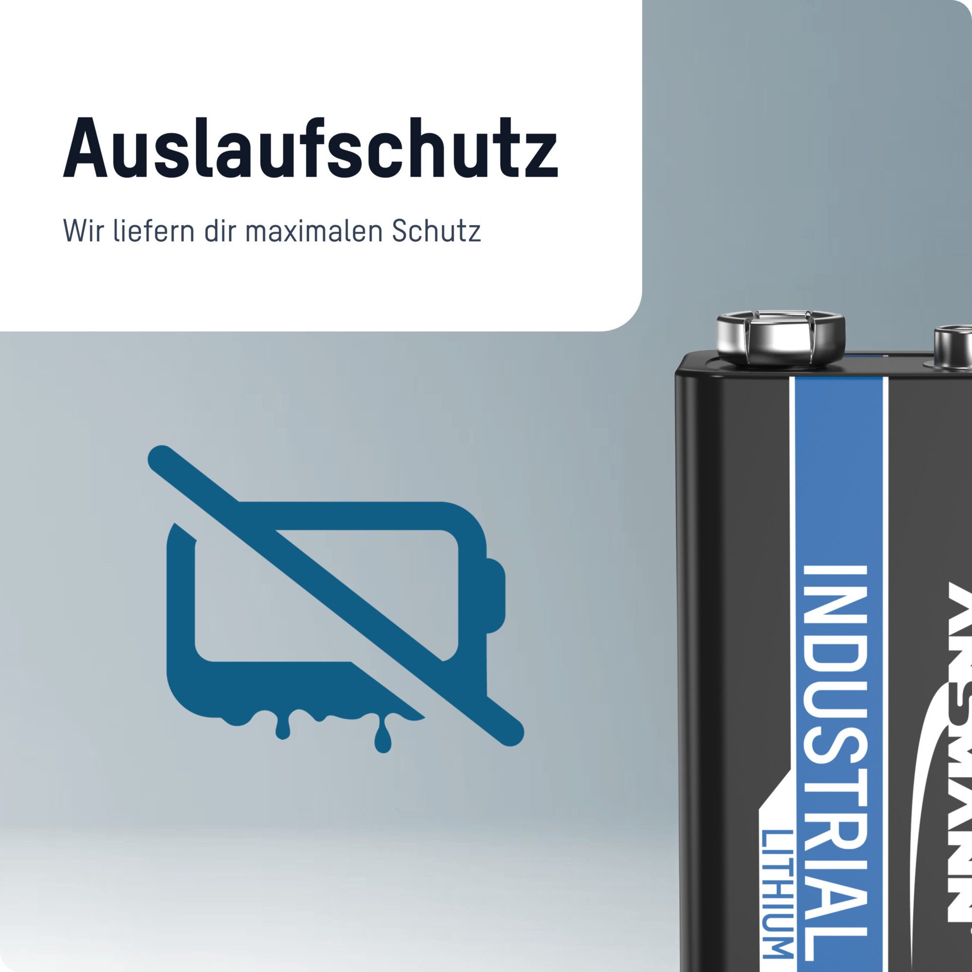 ANSMANN AG 5x Industrial Lithium Batterie 9V E-Block – 6FR22 (5 Stück) Batterie