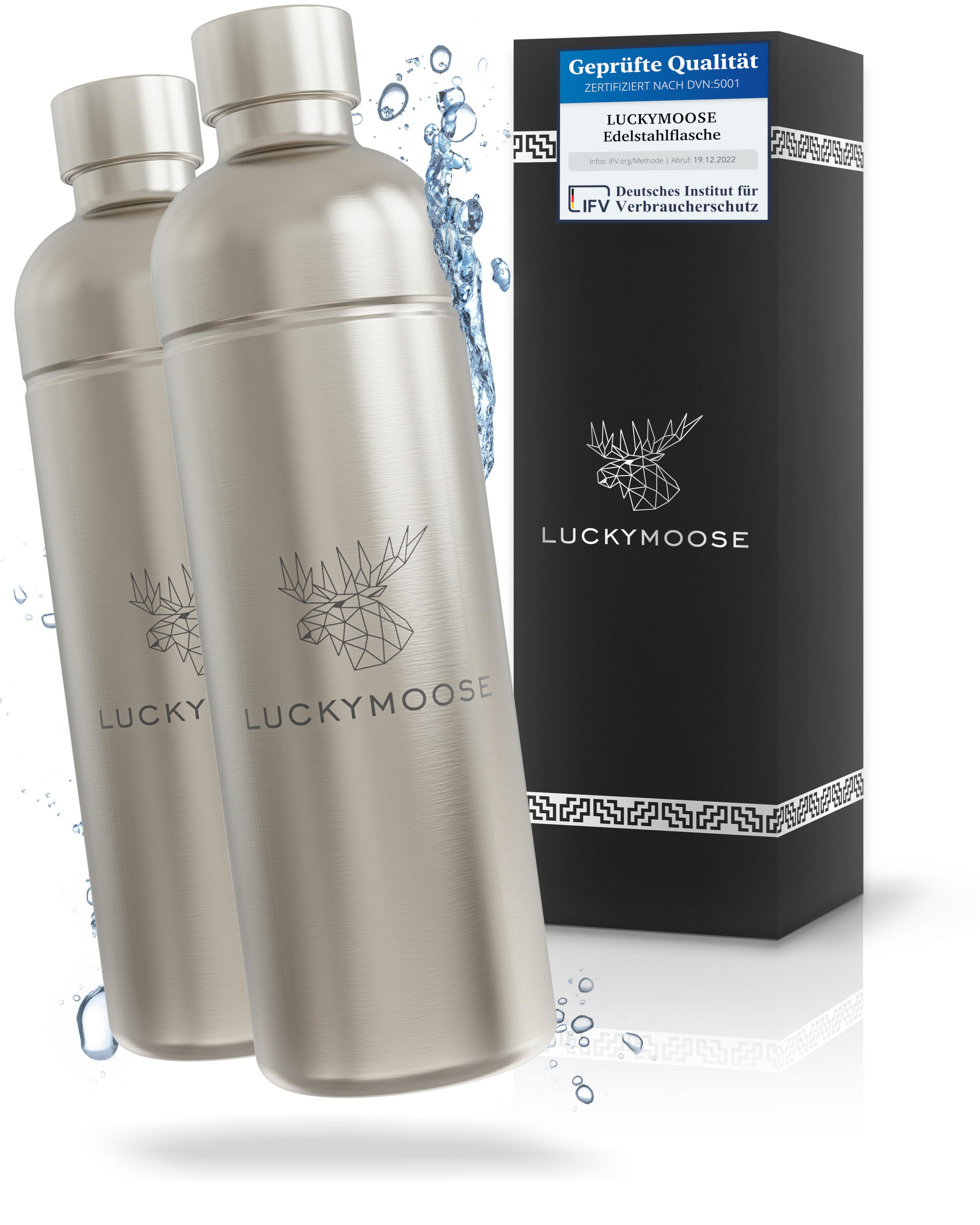 Luckymoose Wassersprudler Flasche Infinity, (für Aarke Carbonator 3, Phlips GoZero & Brita SodaOne), Spülmaschinenfest & ohne Ablaufdatum