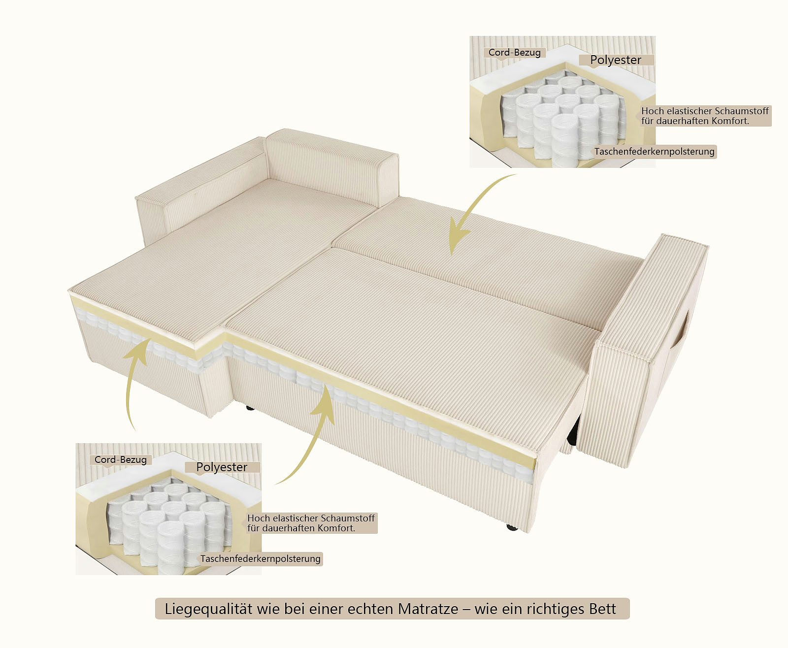 OTTO home Ecksofa CASSI L-Form, 241cm - OTTO. Verlässliche Qualität., Schlaffunktion (133/200), Bettkasten, Cord, Unser Tiefpreis. Reduzierter Preis € 489,99. Unverbindliche Preisempfehlung € 999,99