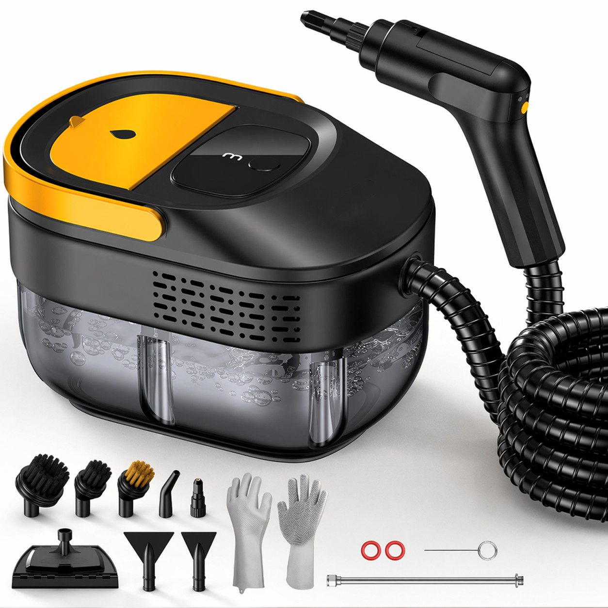 Futicare Dampfreiniger Handdampfreiniger 2500 W, bis zu 100 °C, 3 bar, ca. 10 Sek., 1600 ml, 2500 W, 3 Dampfstufen, Tragbarer Reiniger mit Zubehör für Küche, Fenster, Bad und Auto