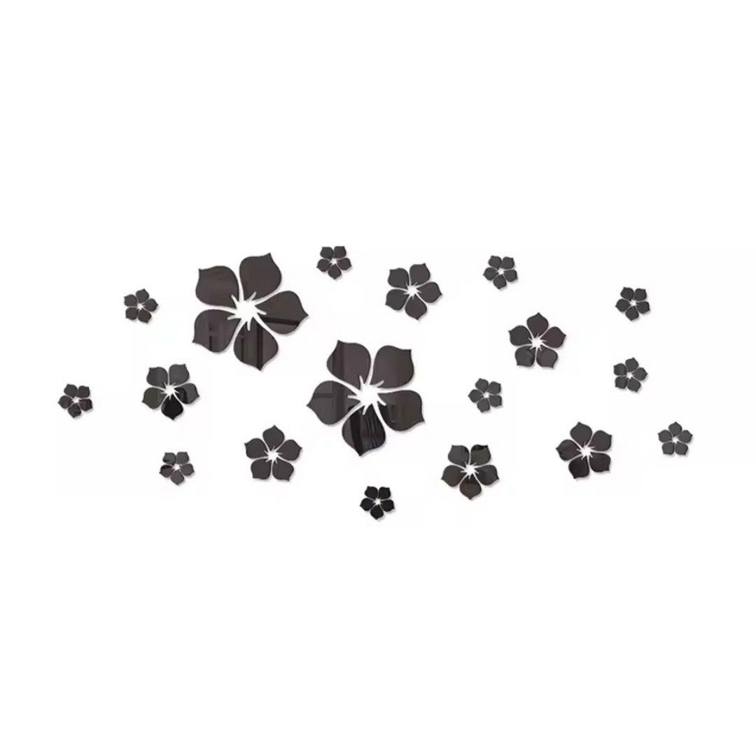 Mrilary Wandspiegel 18 Stück Wandtattoo Acryl Blumen 3D Spiegel Wandaufkleber Wanddeko, Spiegel Wandaufkleber für Wohnzimmer Schlafzimmer Badezimmer Büro