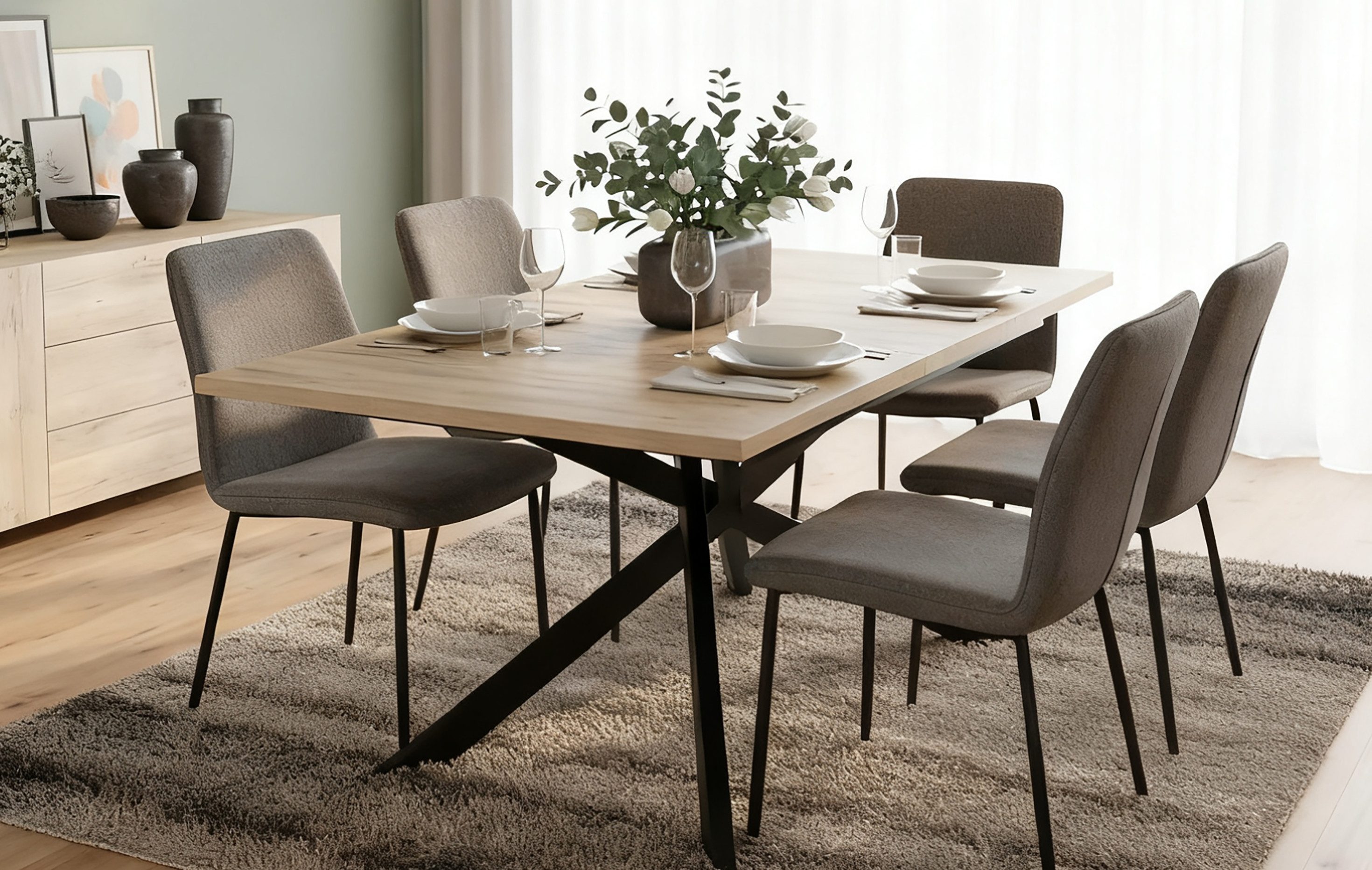 B&D home Esstisch LARS, Metallgestell schwarz oder weiß, ausziehbar 120-160 günstig online kaufen