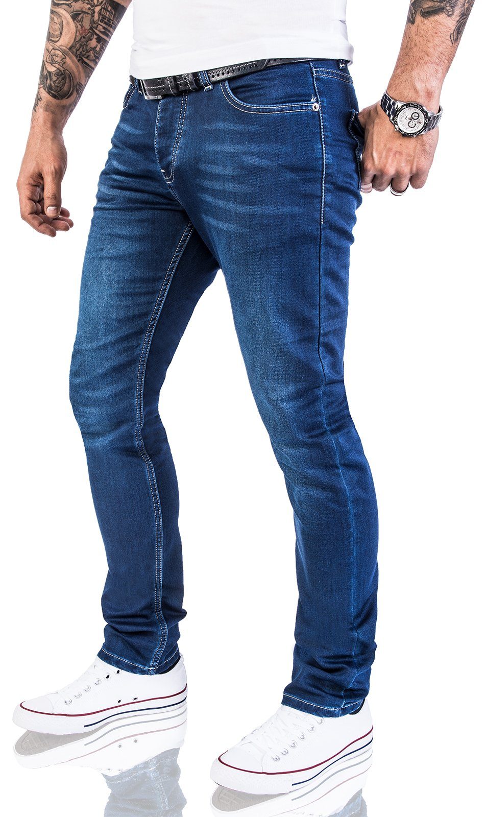 Rock Creek Slim-fit-Jeans Herren Jeans Slim Fit Blau M21 günstig online kaufen