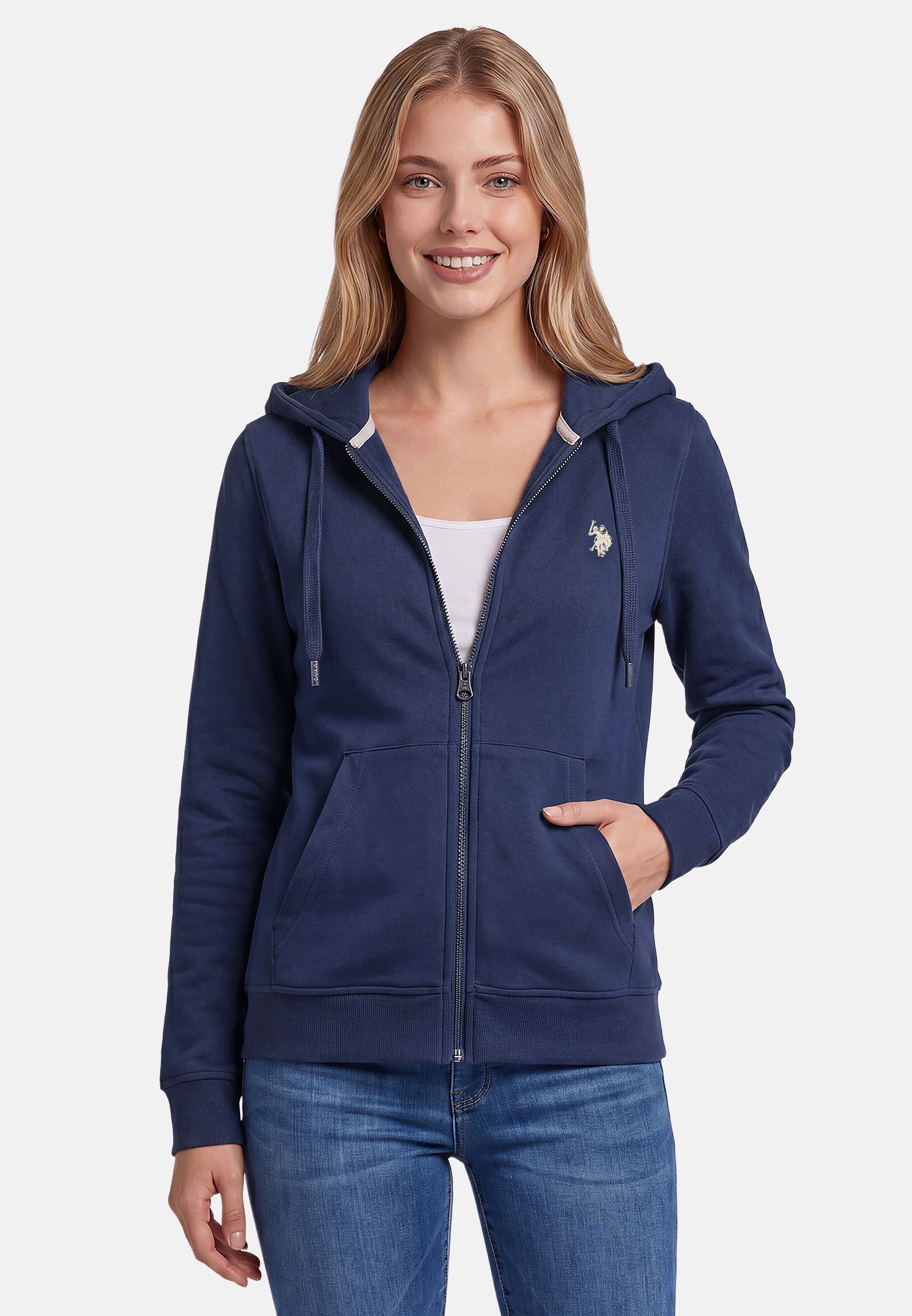 Sweatjacke USRubyy – Damen Kapuzenjacke mit Reißverschluss und Logo-Stickerei