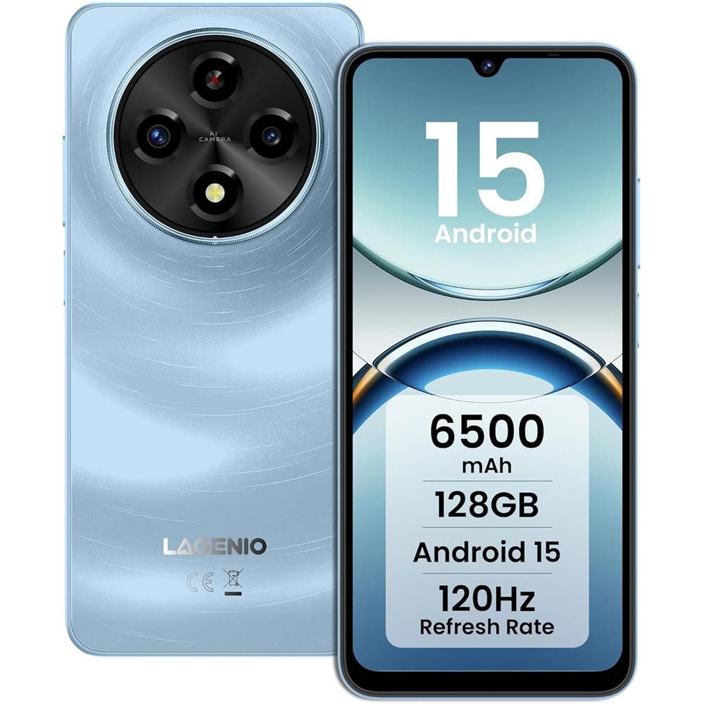 LAGENIO A12 6,9" Android Handy 12GB RAM 128GB 13 MP Kamera 120Hz Seniorenmodus Smartphone (13 MP Kamera, lange Akkulaufzeit 120 Hz Display Gesichtserkennung Handy ohne Vertrag)